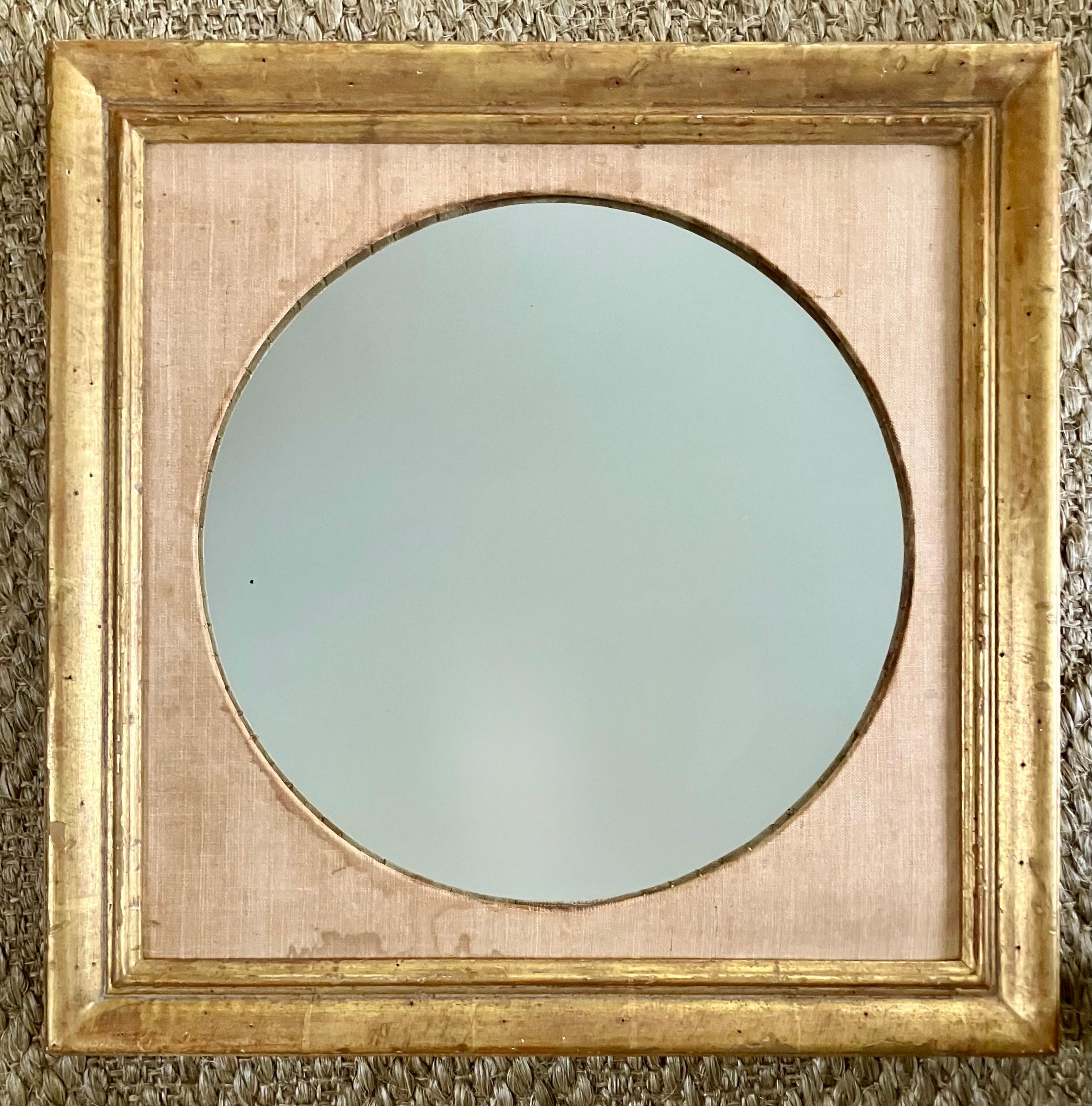 Mid-Century Modern Gilt Frame Round Mirror For Sale