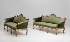 Gilt Frame Sofa in Mohair Velvet, France, circa 1830