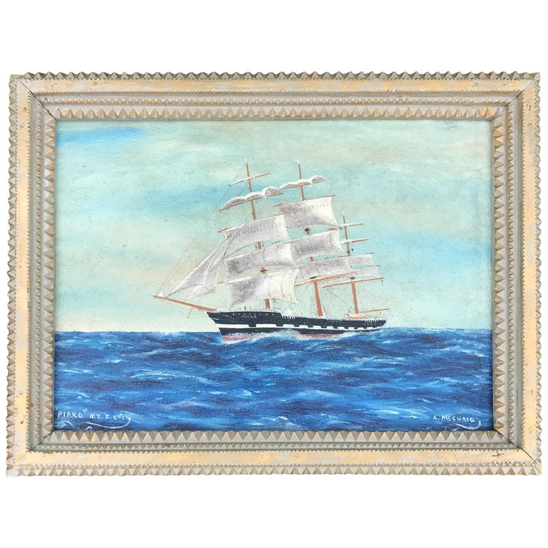 Gilt Frame with Ship Painting For Sale at 1stdibs
