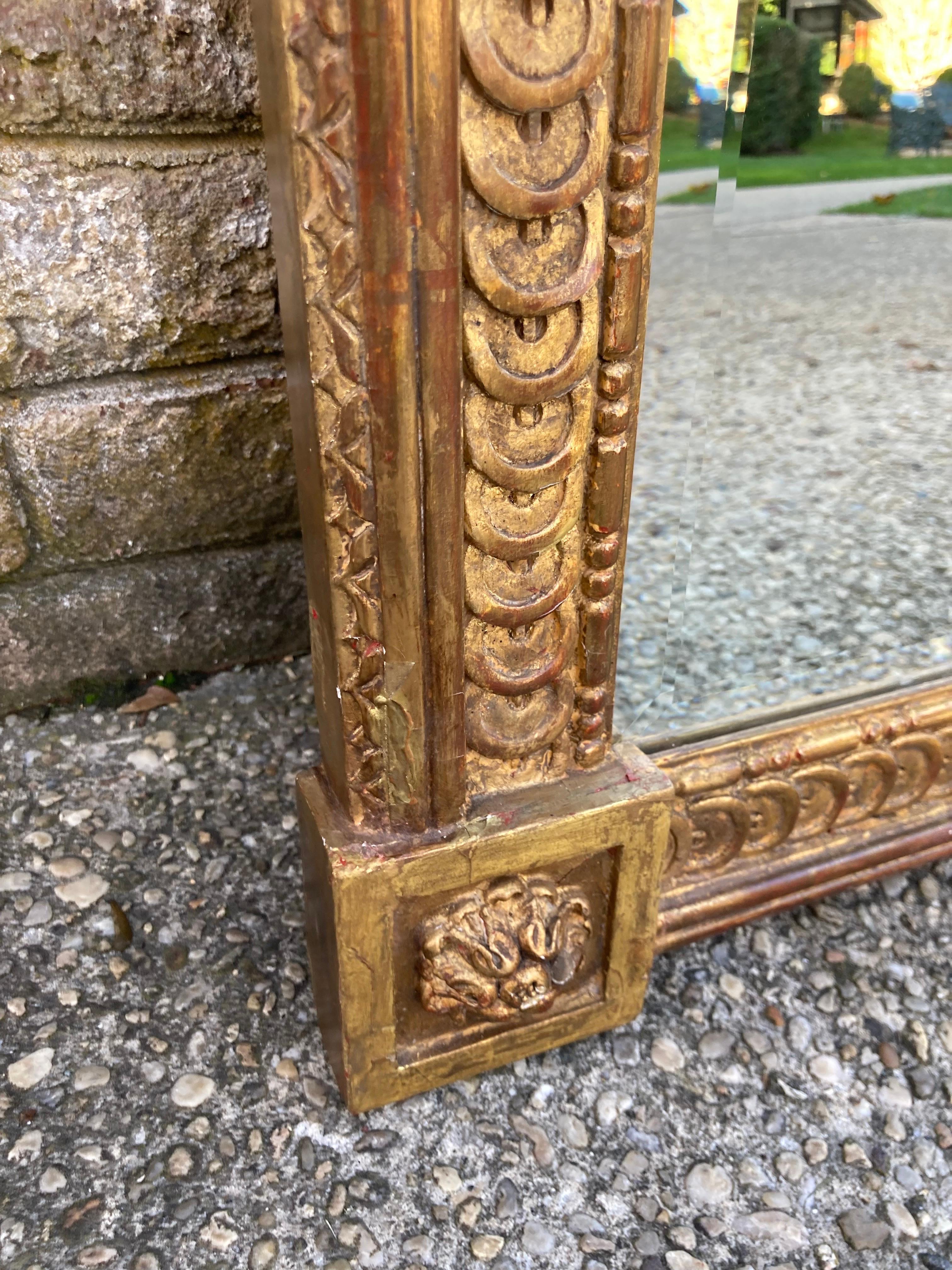 Gilt Framed French Carved Mirror with Helmet For Sale 5