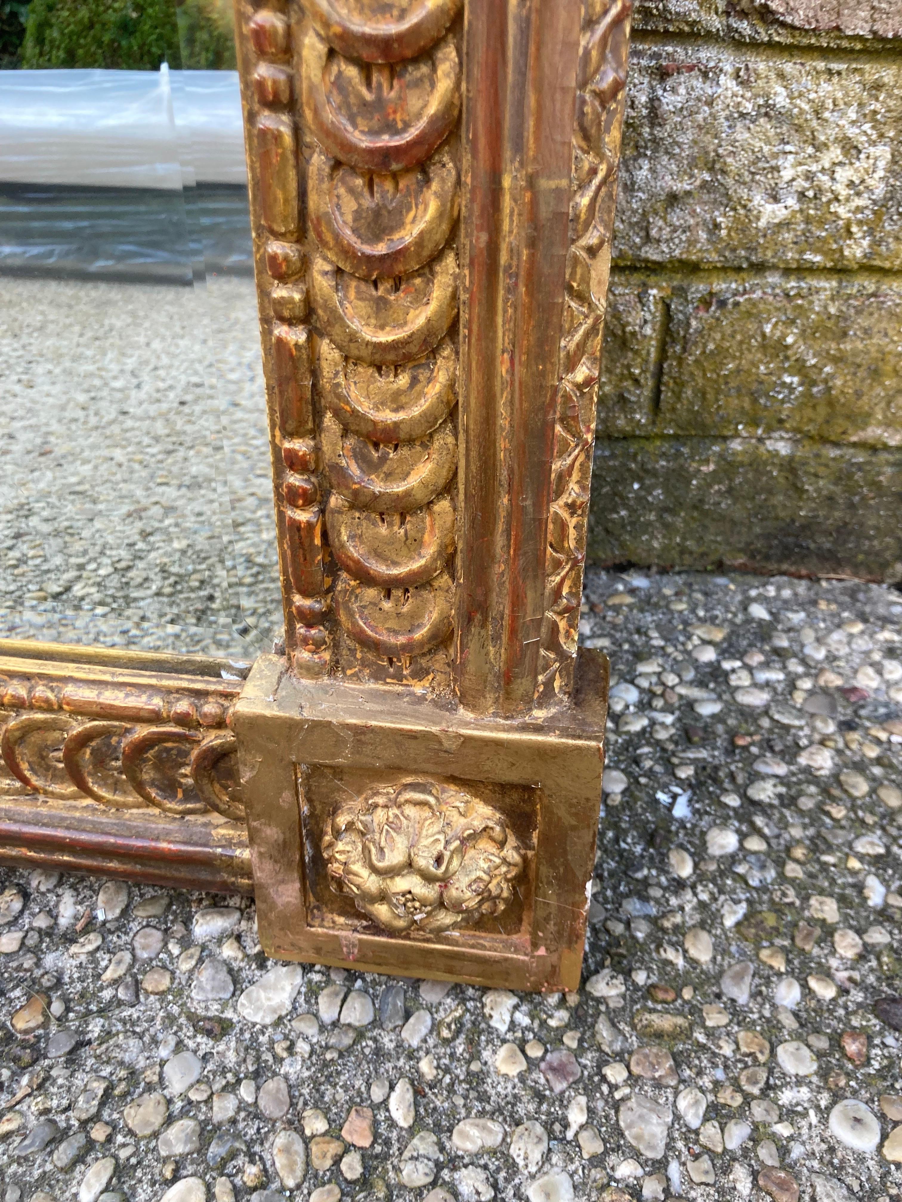 Gilt Framed French Carved Mirror with Helmet For Sale 3