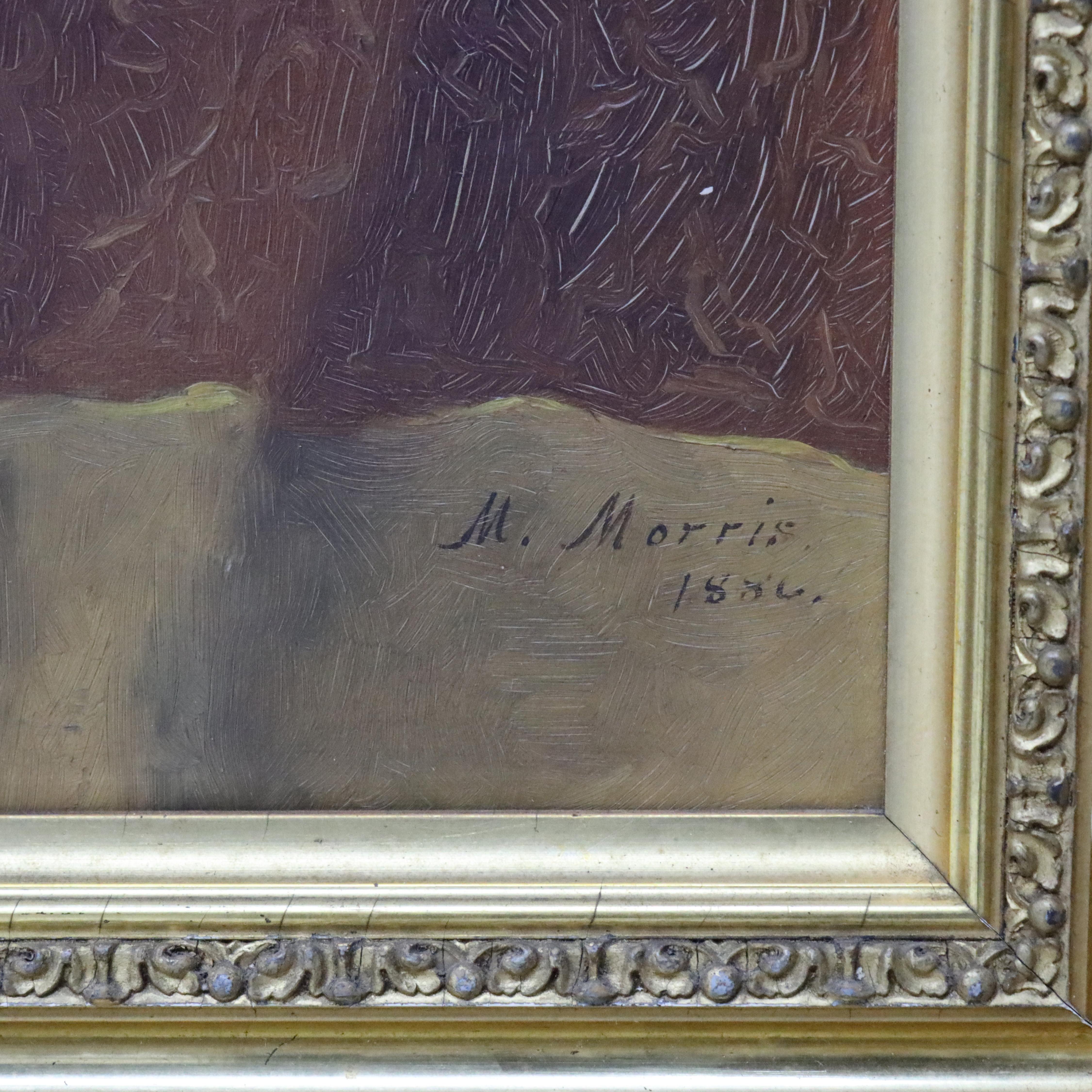 Vergoldet gerahmt Öl auf Leinwand Musik Thematische Malerei mit Banjo von M. Morris C1886
Maße - 28 1/8