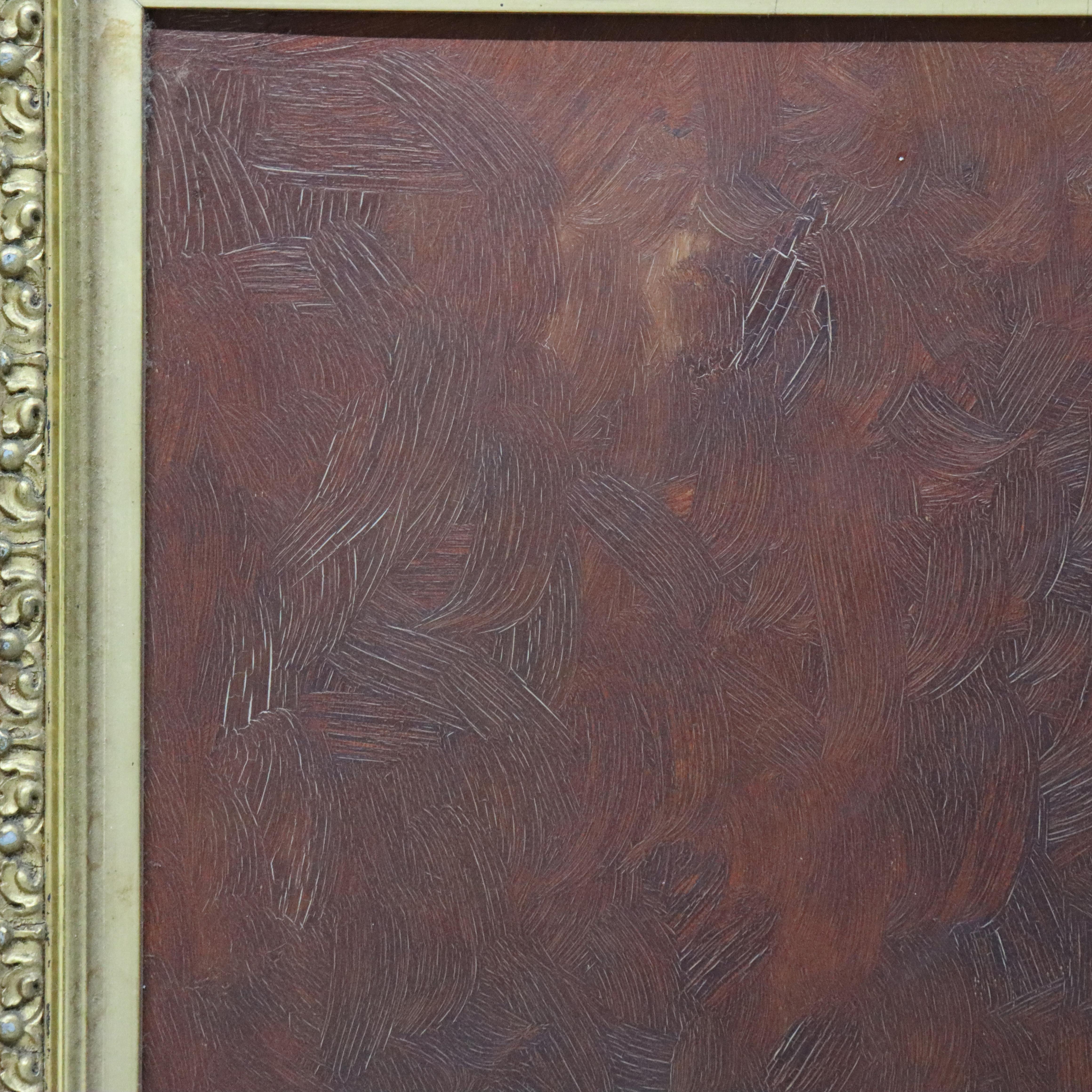 Vergoldet gerahmt Öl auf Leinwand Musik Thematische Malerei mit Banjo von M. Morris C1886 im Angebot 1