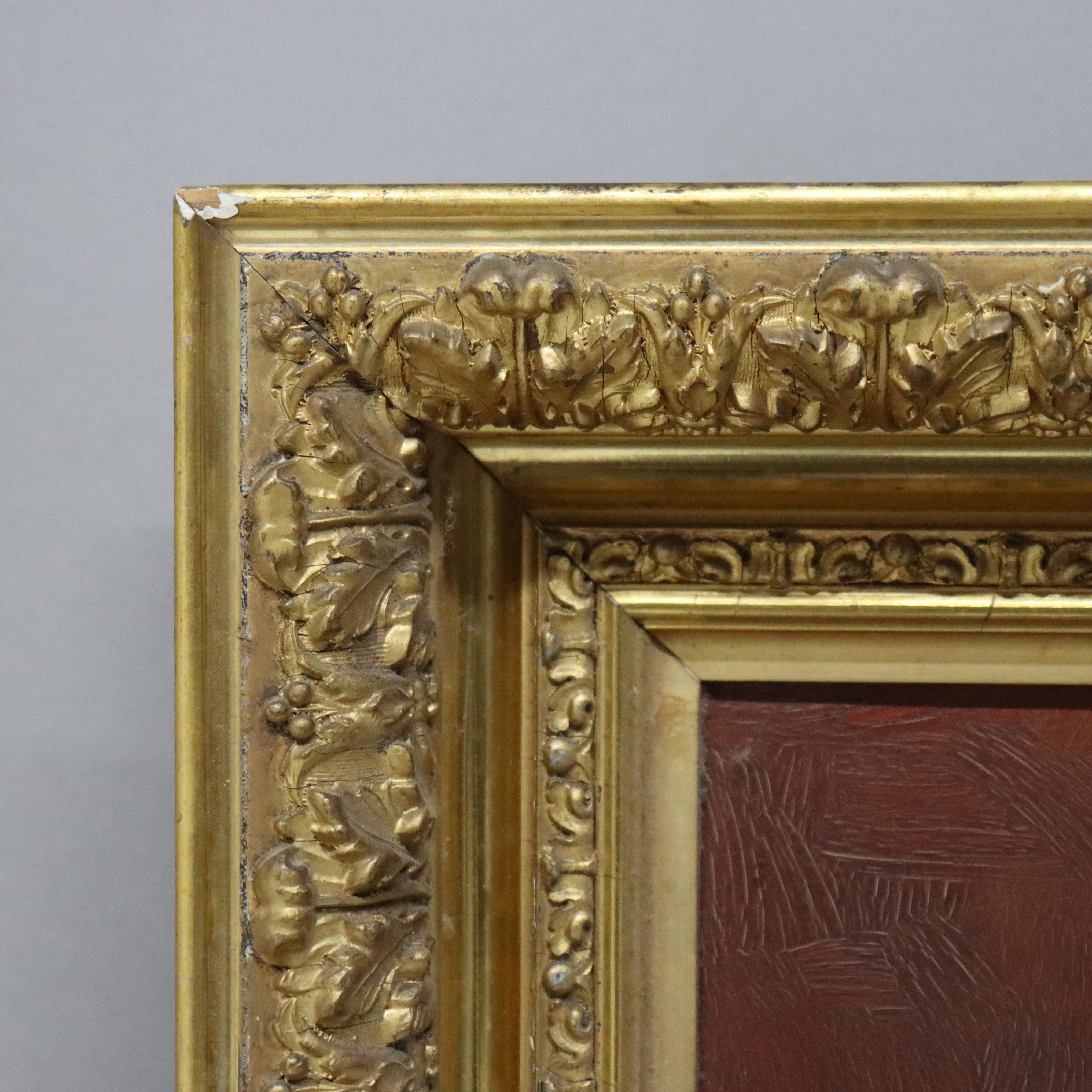 Vergoldet gerahmt Öl auf Leinwand Musik Thematische Malerei mit Banjo von M. Morris C1886 im Angebot 2