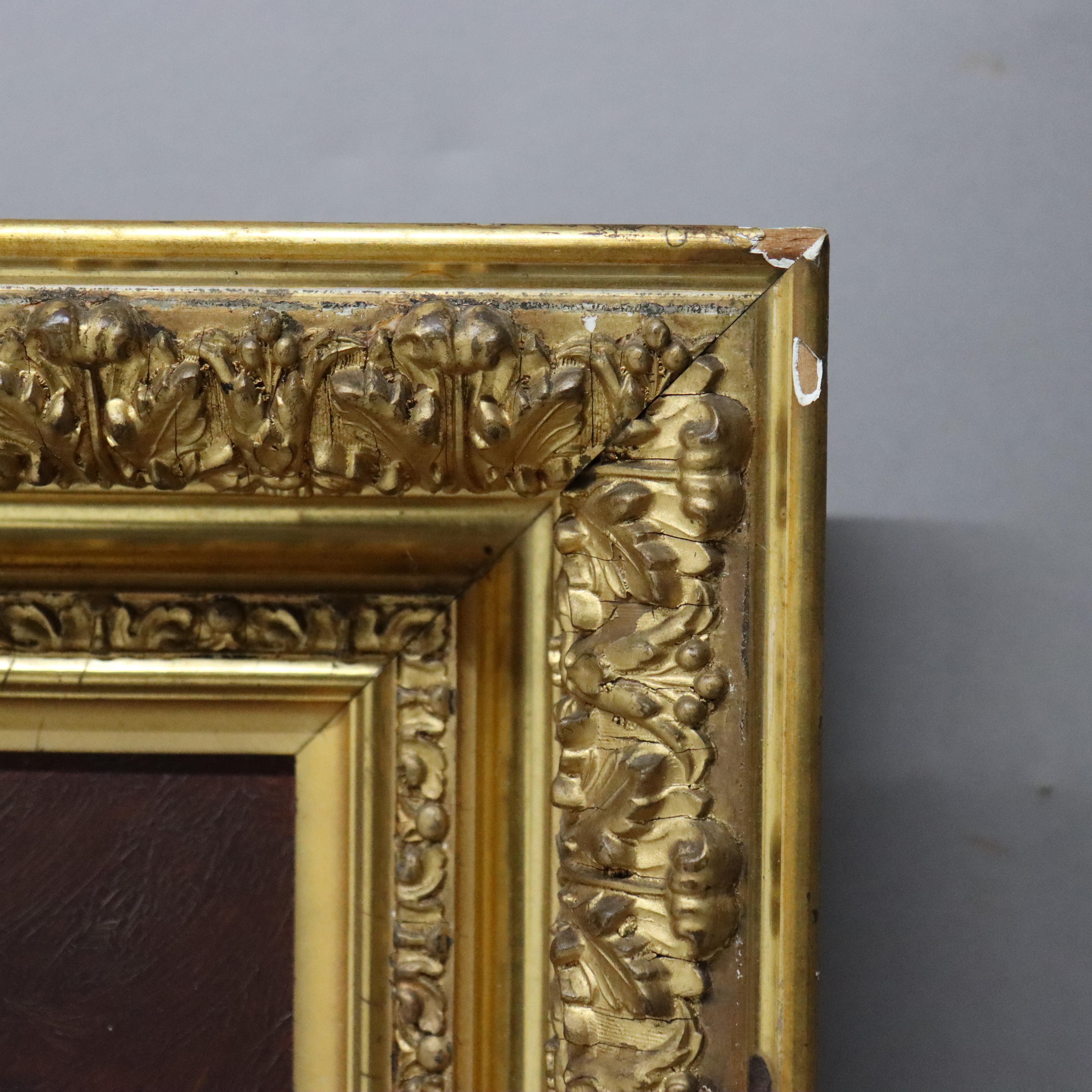 Vergoldet gerahmt Öl auf Leinwand Musik Thematische Malerei mit Banjo von M. Morris C1886 im Angebot 3