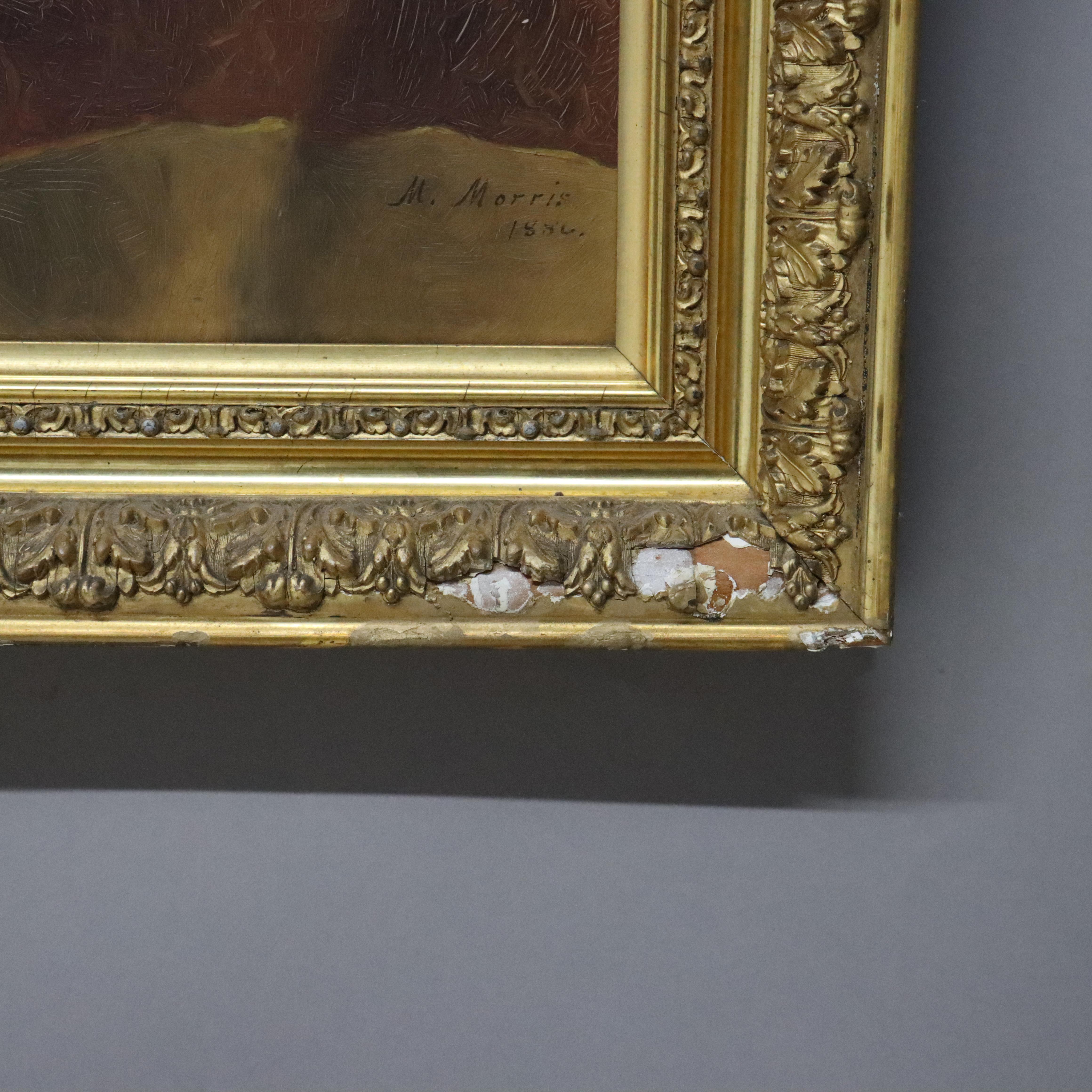 Vergoldet gerahmt Öl auf Leinwand Musik Thematische Malerei mit Banjo von M. Morris C1886 im Angebot 5