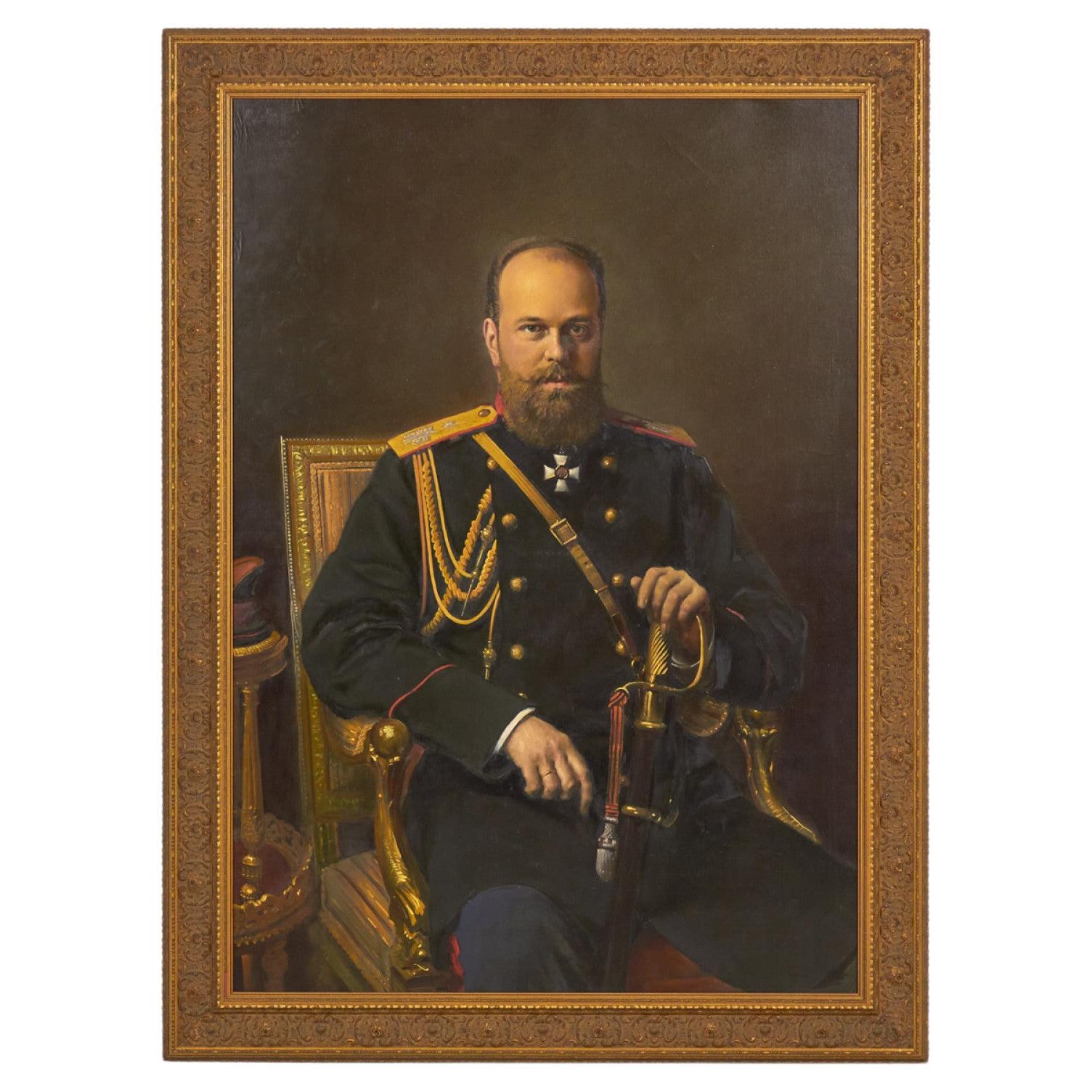 Gilt Framed Russian Oil Portrait of a Czar 'manner of Ivan Kramskoi' For Sale