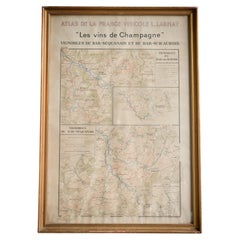 Gilt Framed Vintage French Champagne Wine Region Poster 1944