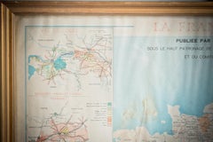 Gilt Framed Vintage Wine Regions of France Map
