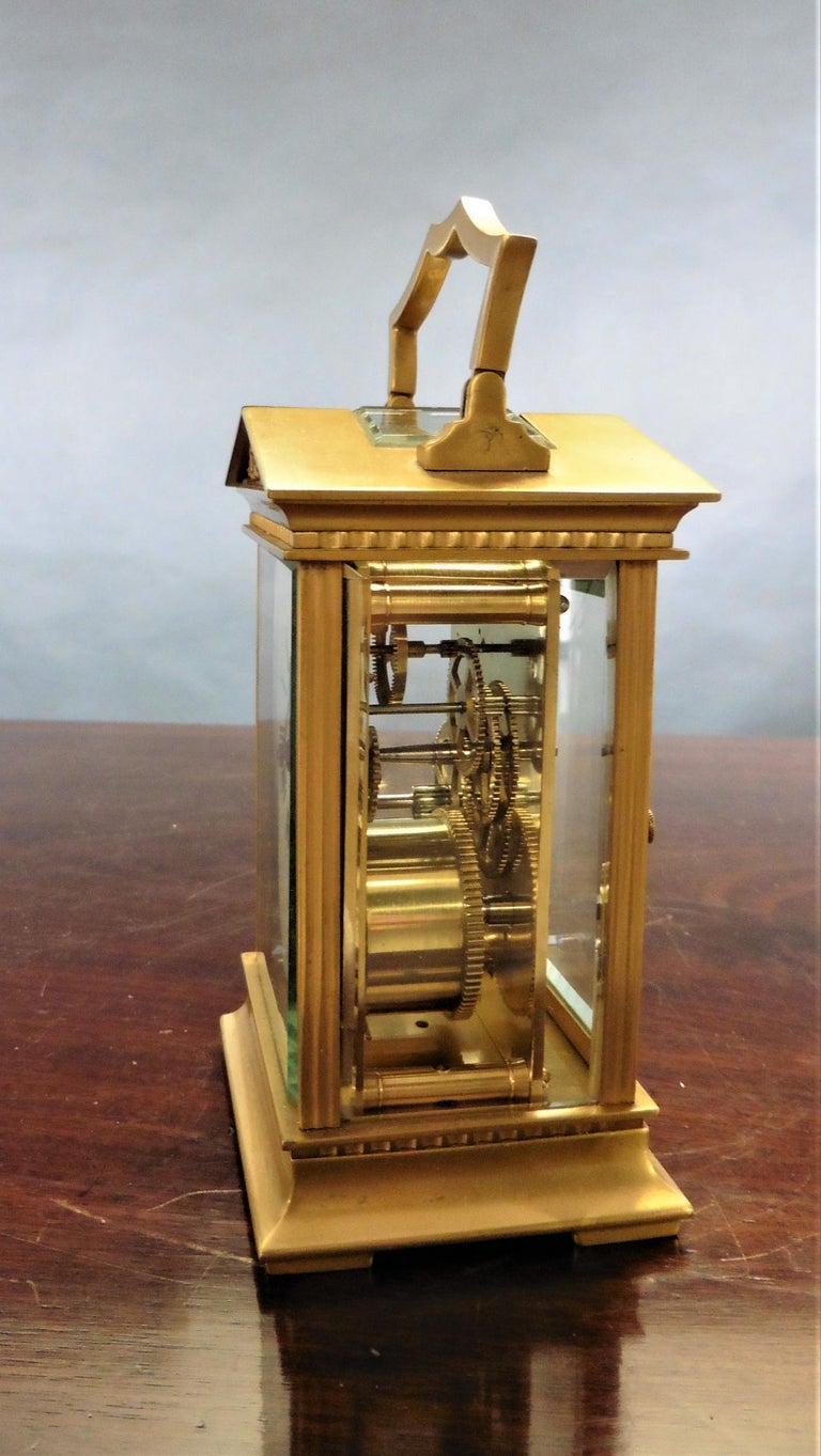 Gilt French Carriage Clock Signed 'Mappin and b' For Sale at 1stDibs