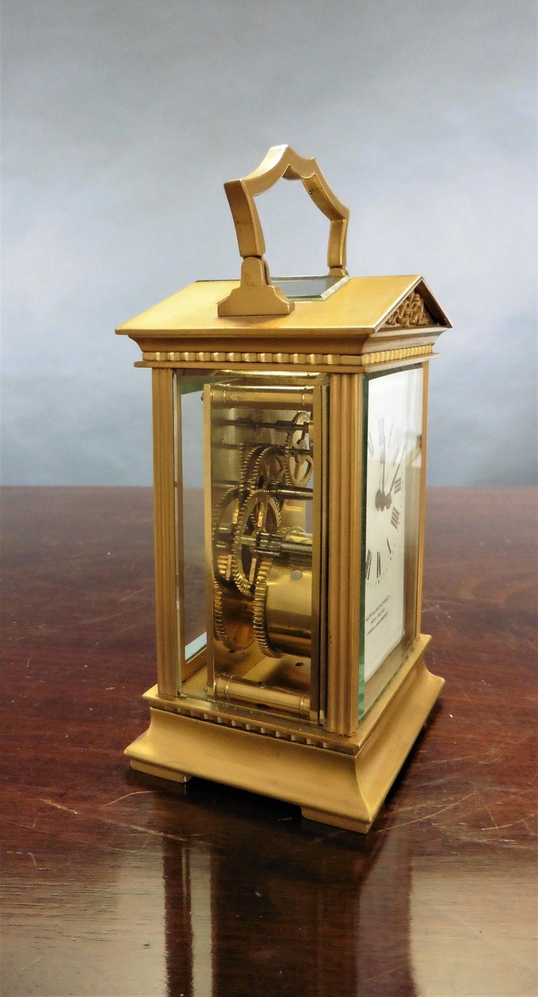 Gilt French Carriage Clock Signed 'Mappin and b' For Sale at 1stDibs