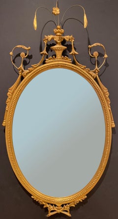 Specchio ovale dorato in stile Hepplewhite georgiano