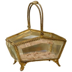 Antique Gilt Glass Trinket Display Box-Napoleon III