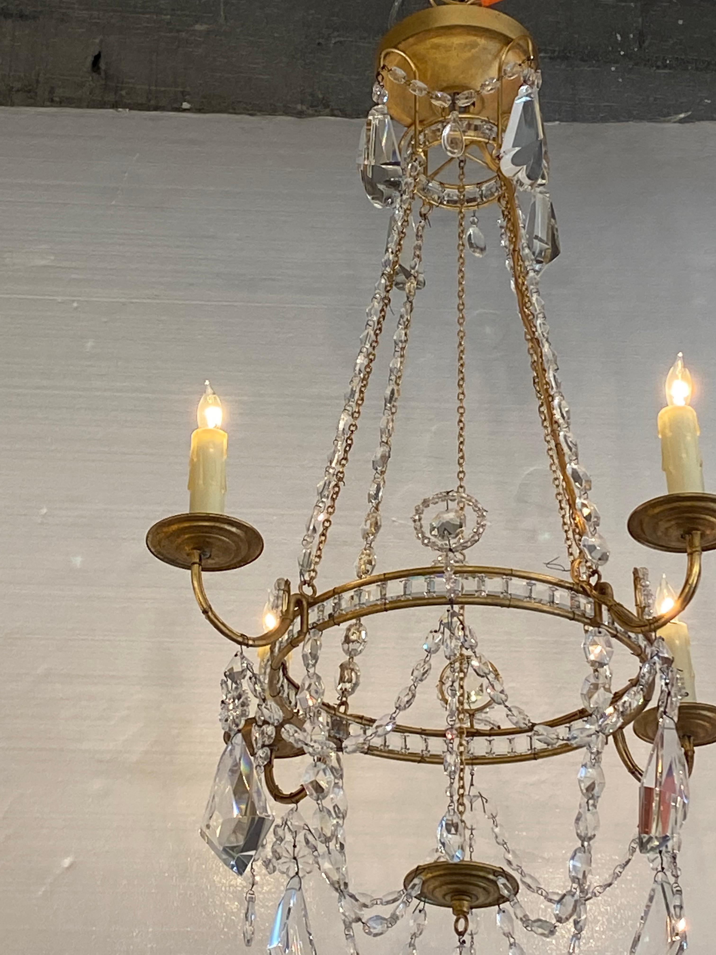 Gilt gold crystal chandelier, slim and beautiful 4 lights chandeliers.