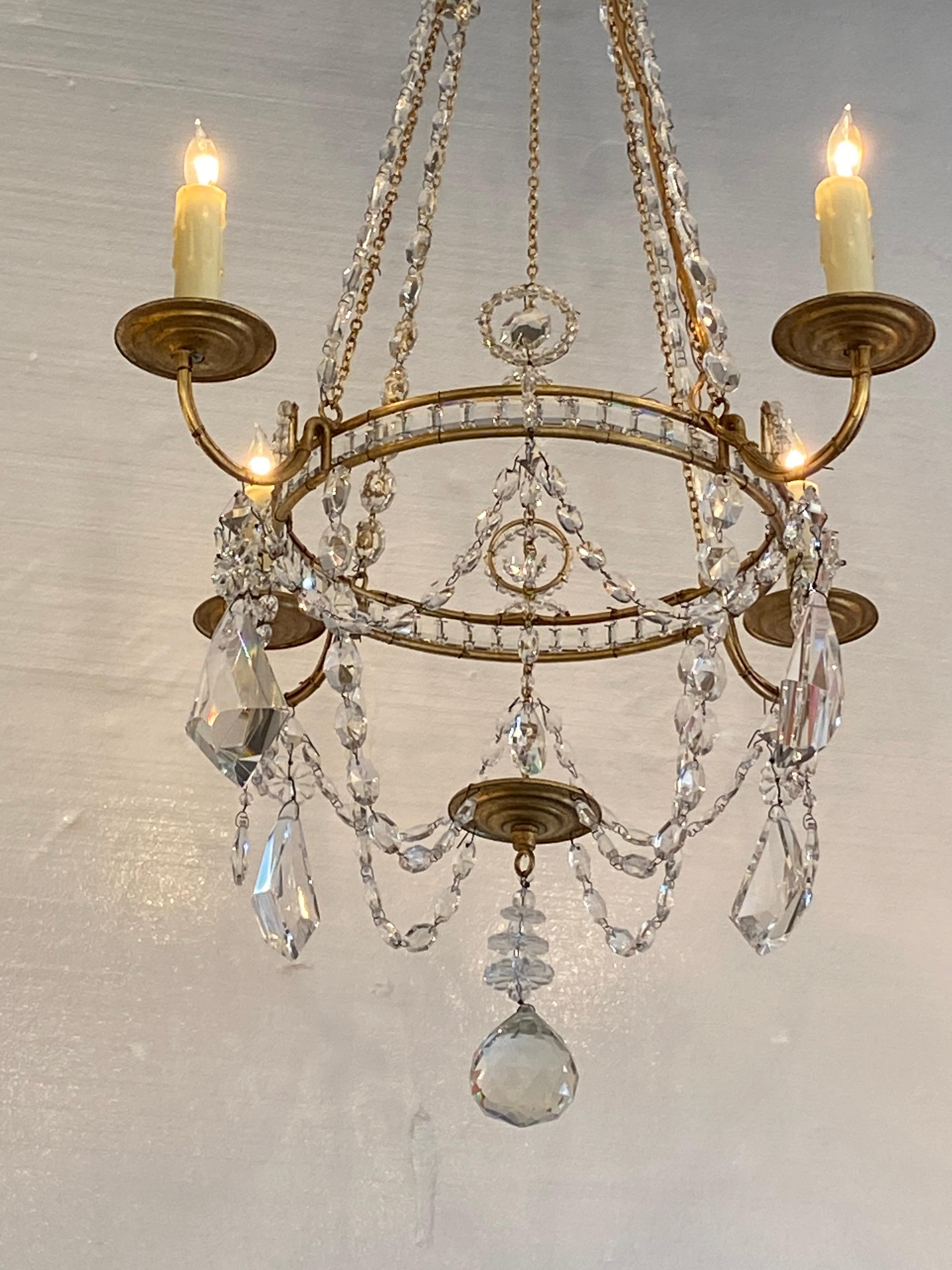 French Gilt Gold Crystal Chandelier