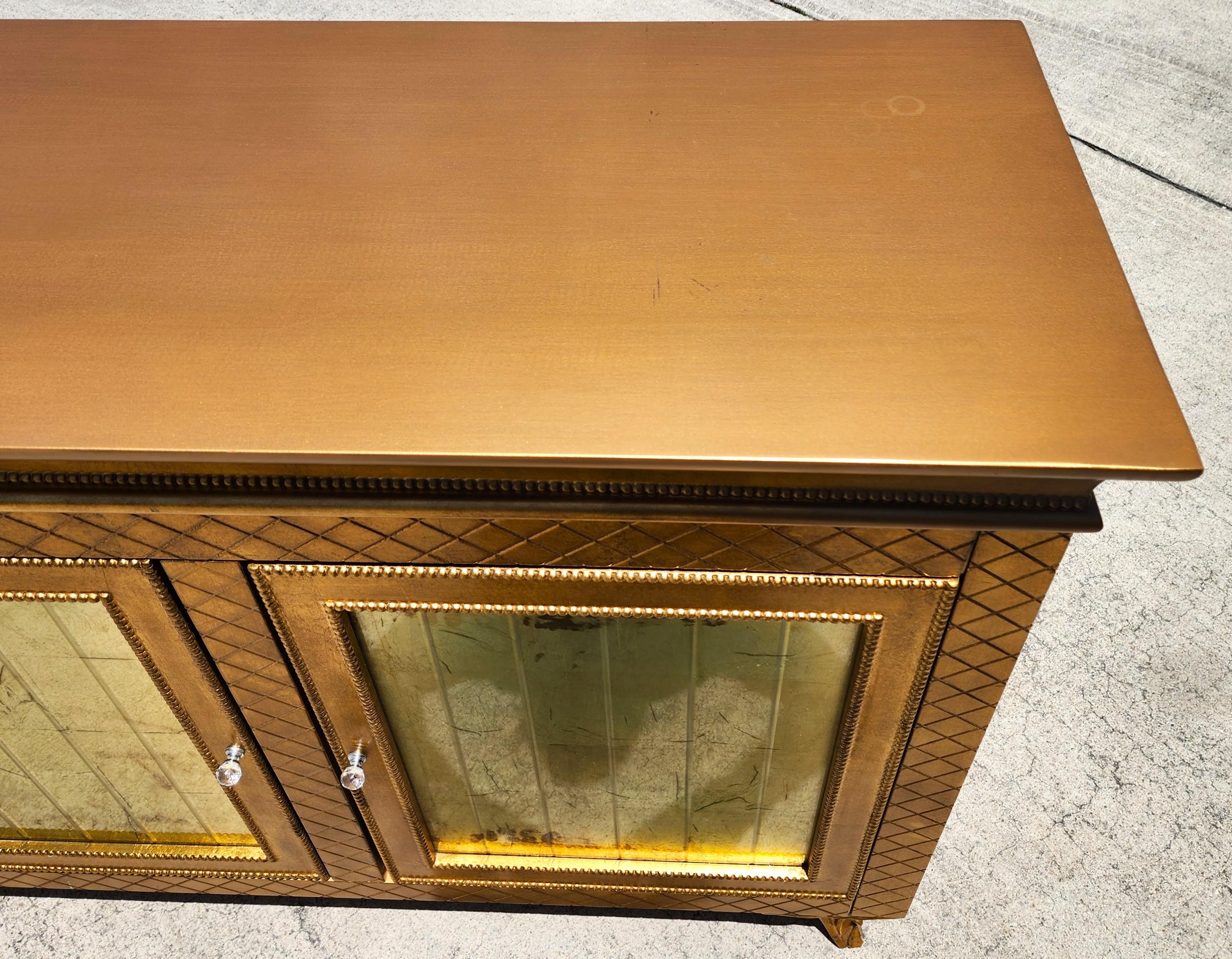 Buffet Foglia d'oro dorato Credenza Bar Cabinet Custom MADE 95 in vendita 5