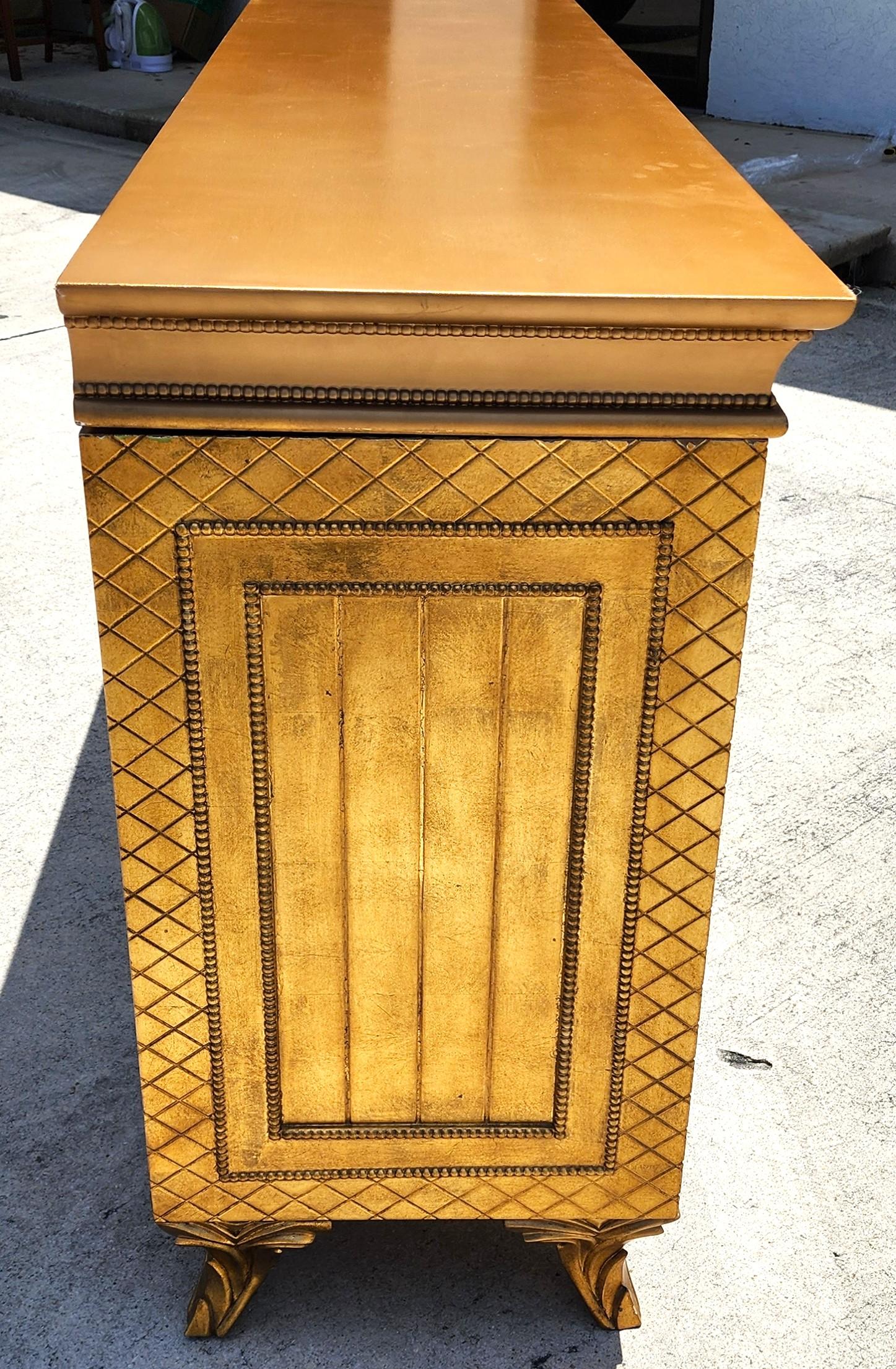 Buffet Foglia d'oro dorato Credenza Bar Cabinet Custom MADE 95 in vendita 8