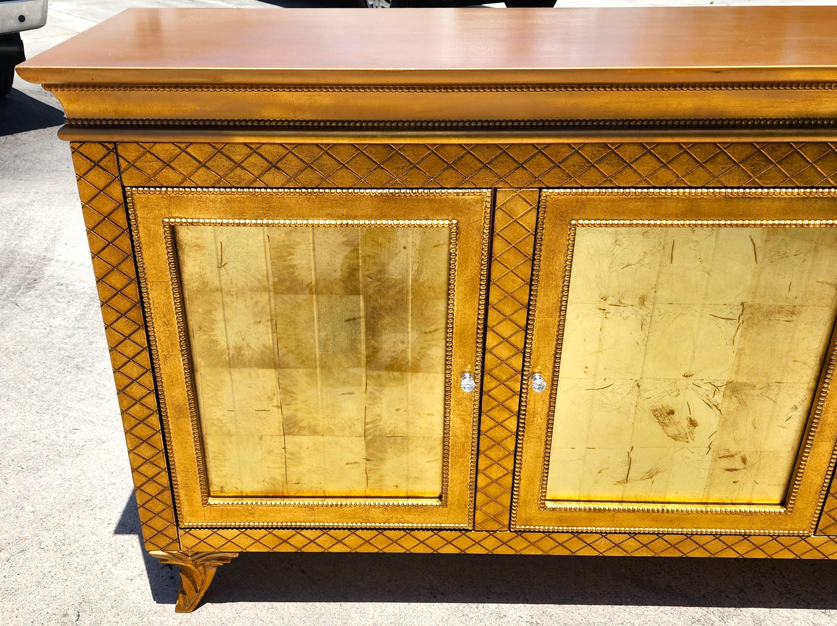 Vetro Buffet Foglia d'oro dorato Credenza Bar Cabinet Custom MADE 95 in vendita