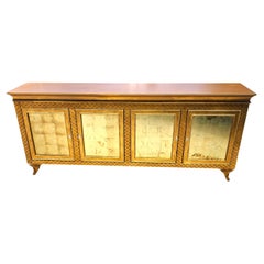 Gilt Gold Leaf Buffet Sideboard Bar Credenza Cabinet Custom Made 95"