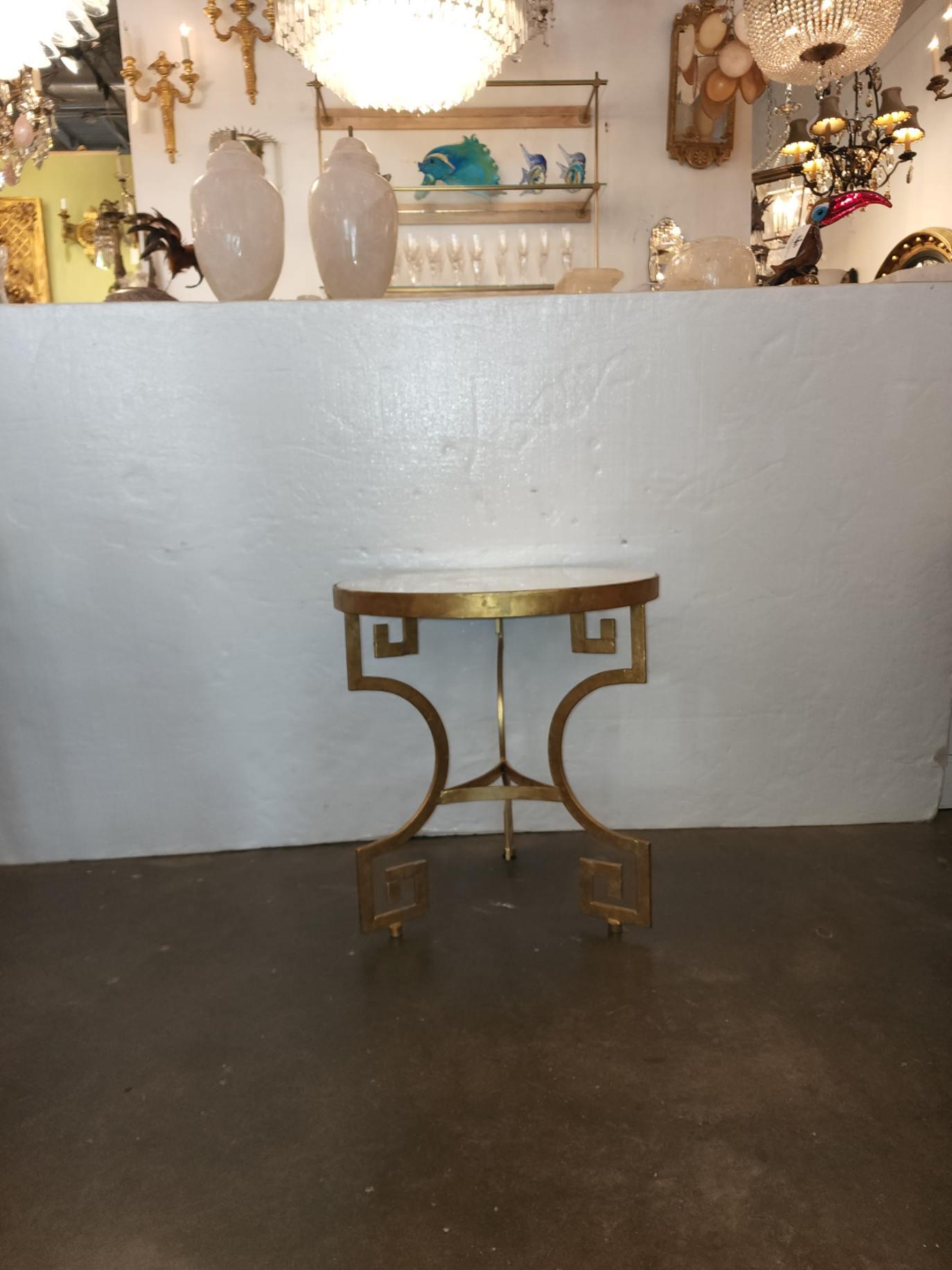 Gilt Gold Marble Table In Excellent Condition For Sale In Dallas, TX
