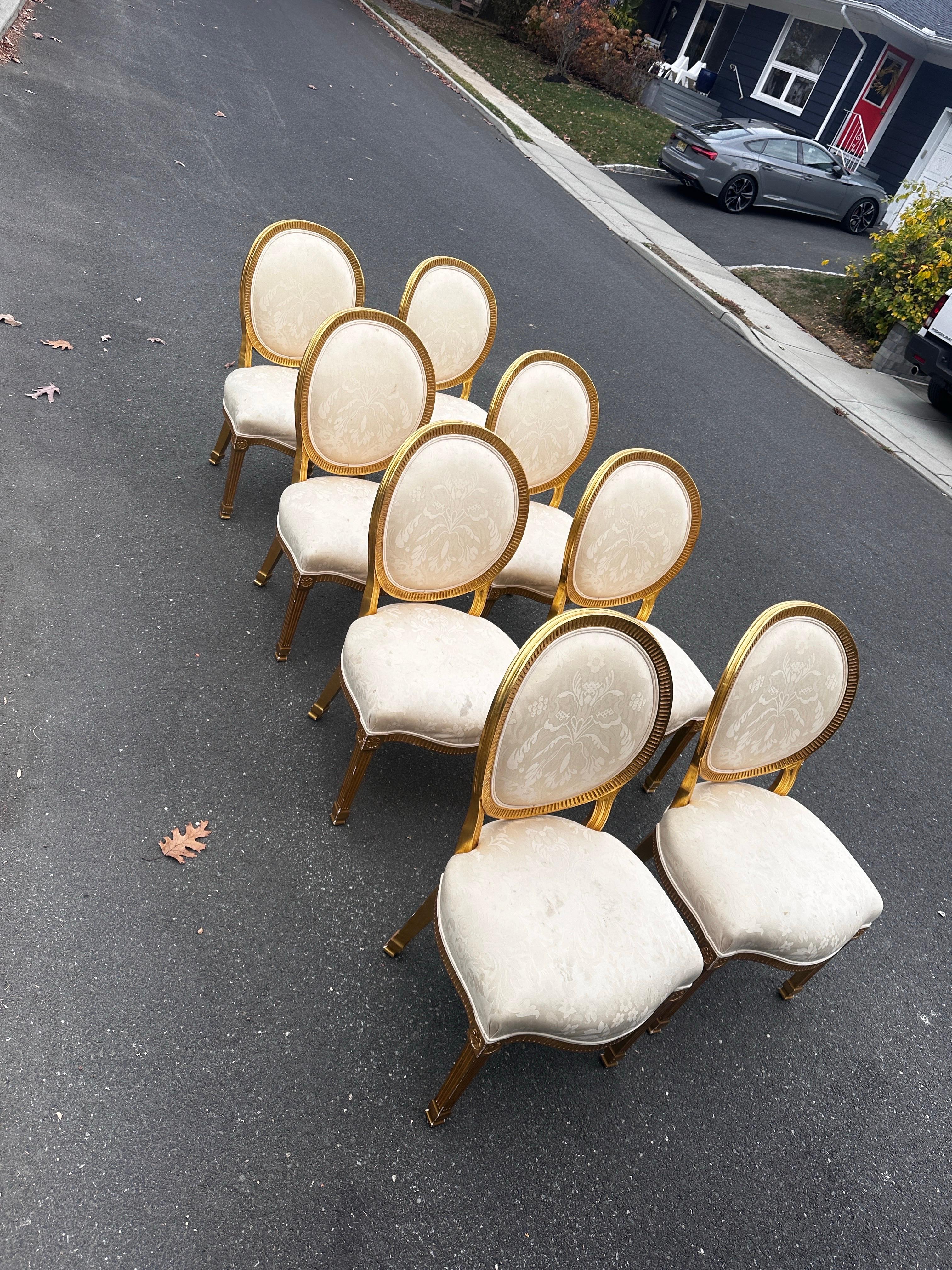 Gilt Gold Provincial Sally Sirkin Lewis for J. Robert Scott dining chairs / 8 3