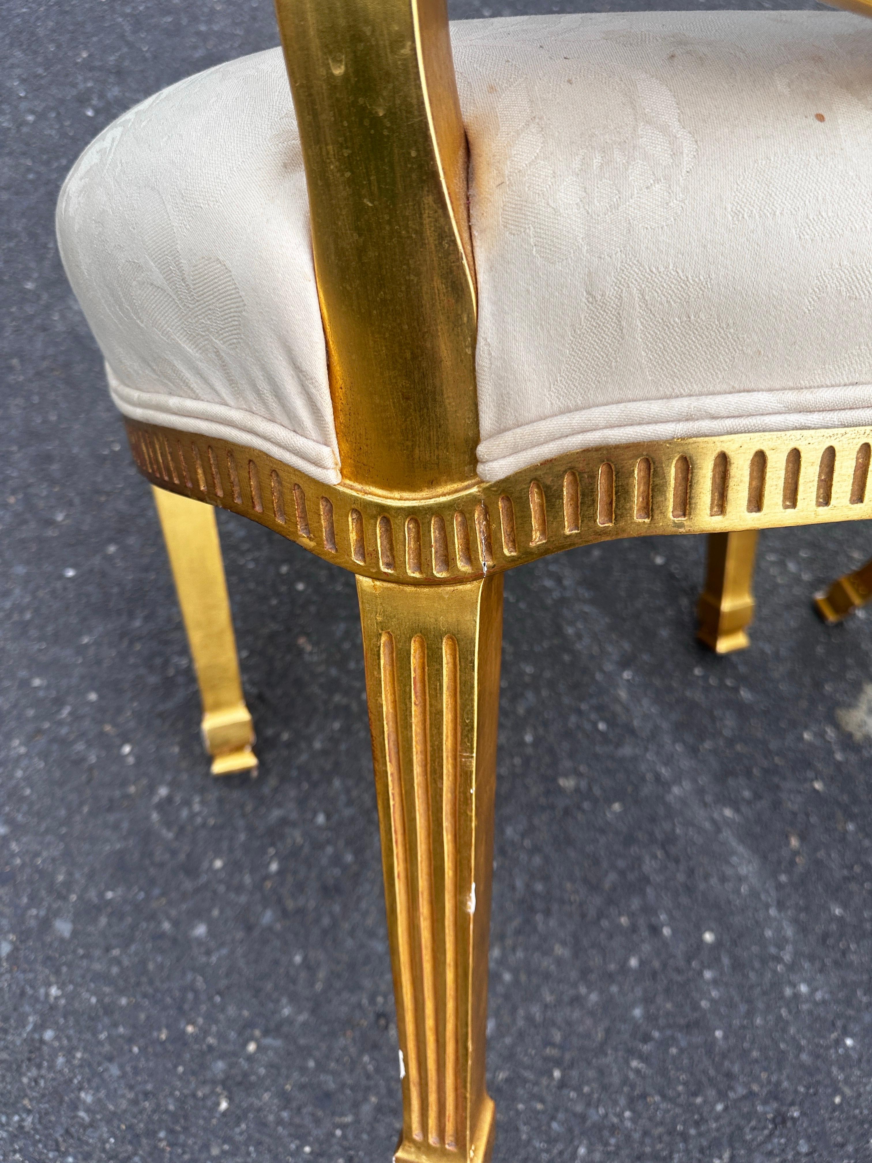 Gilt Gold Provincial Sally Sirkin Lewis for J. Robert Scott dining chairs / 8 5