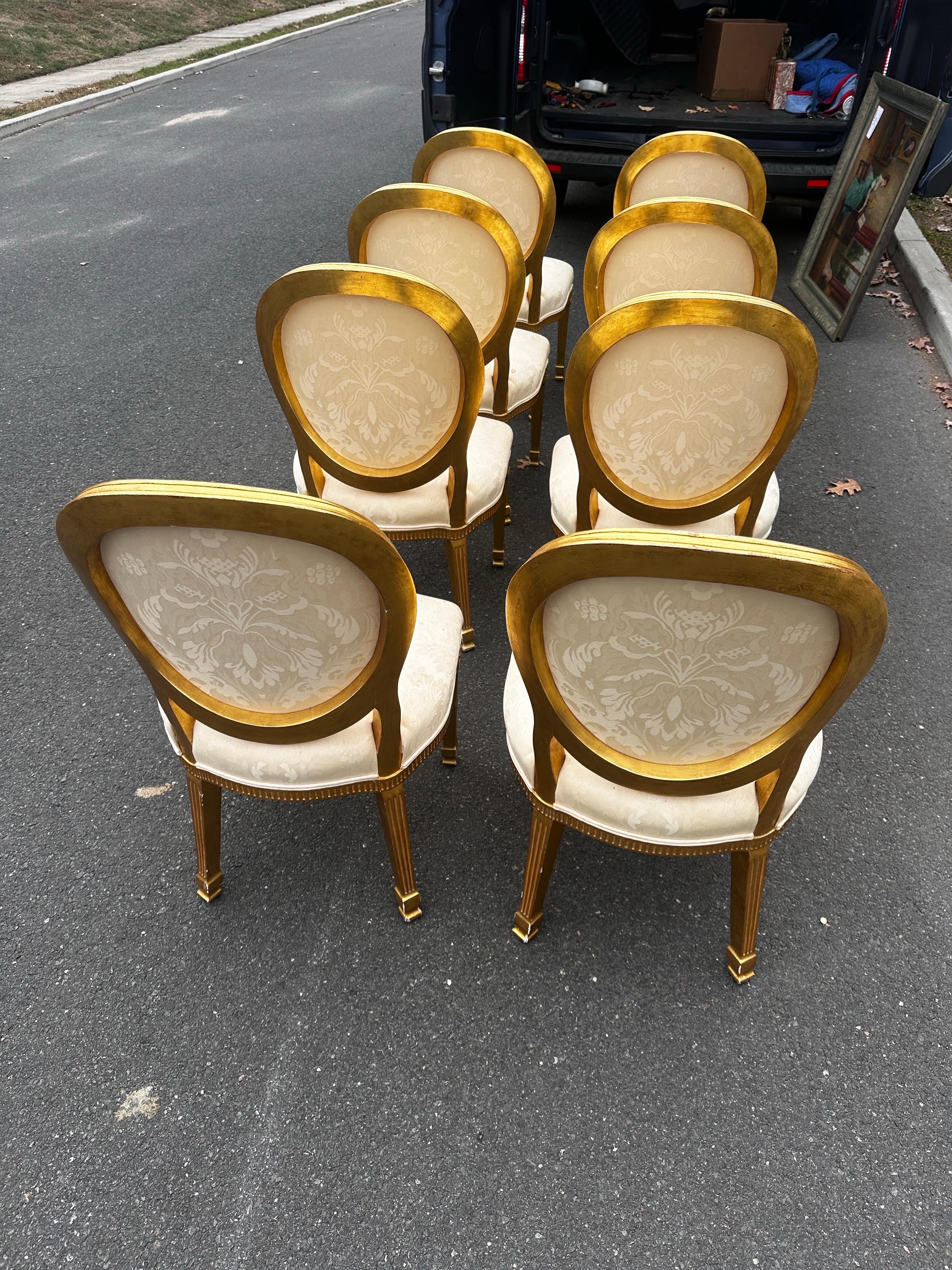 Gilt Gold Provincial Sally Sirkin Lewis for J. Robert Scott dining chairs / 8 6