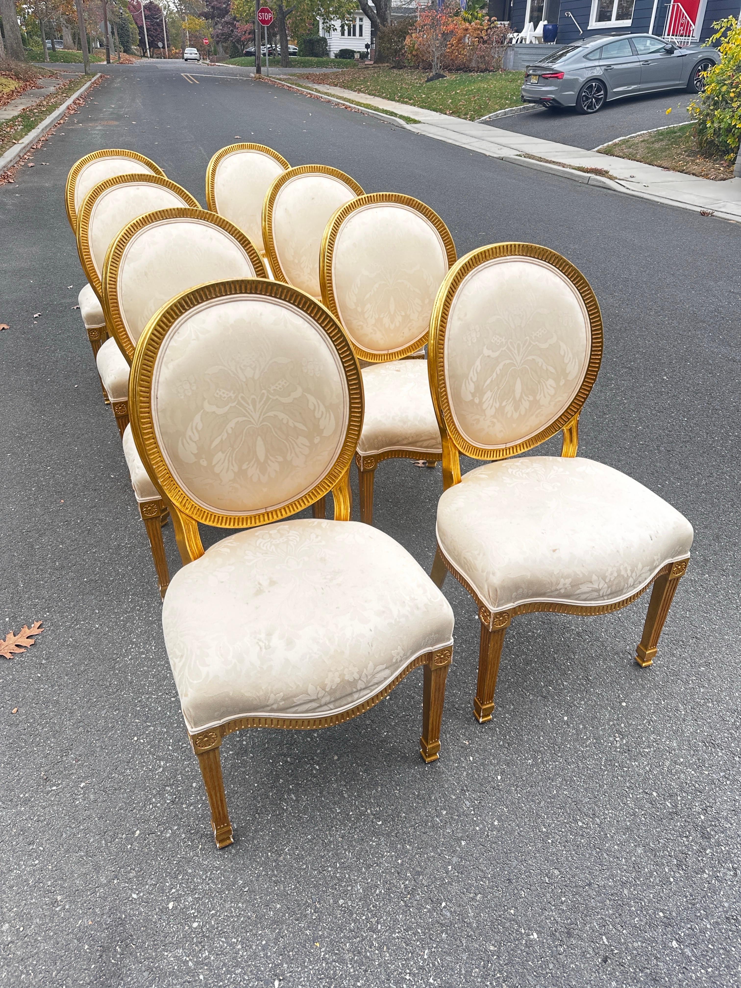 Gilt Gold Provincial Sally Sirkin Lewis for J. Robert Scott dining chairs / 8 8