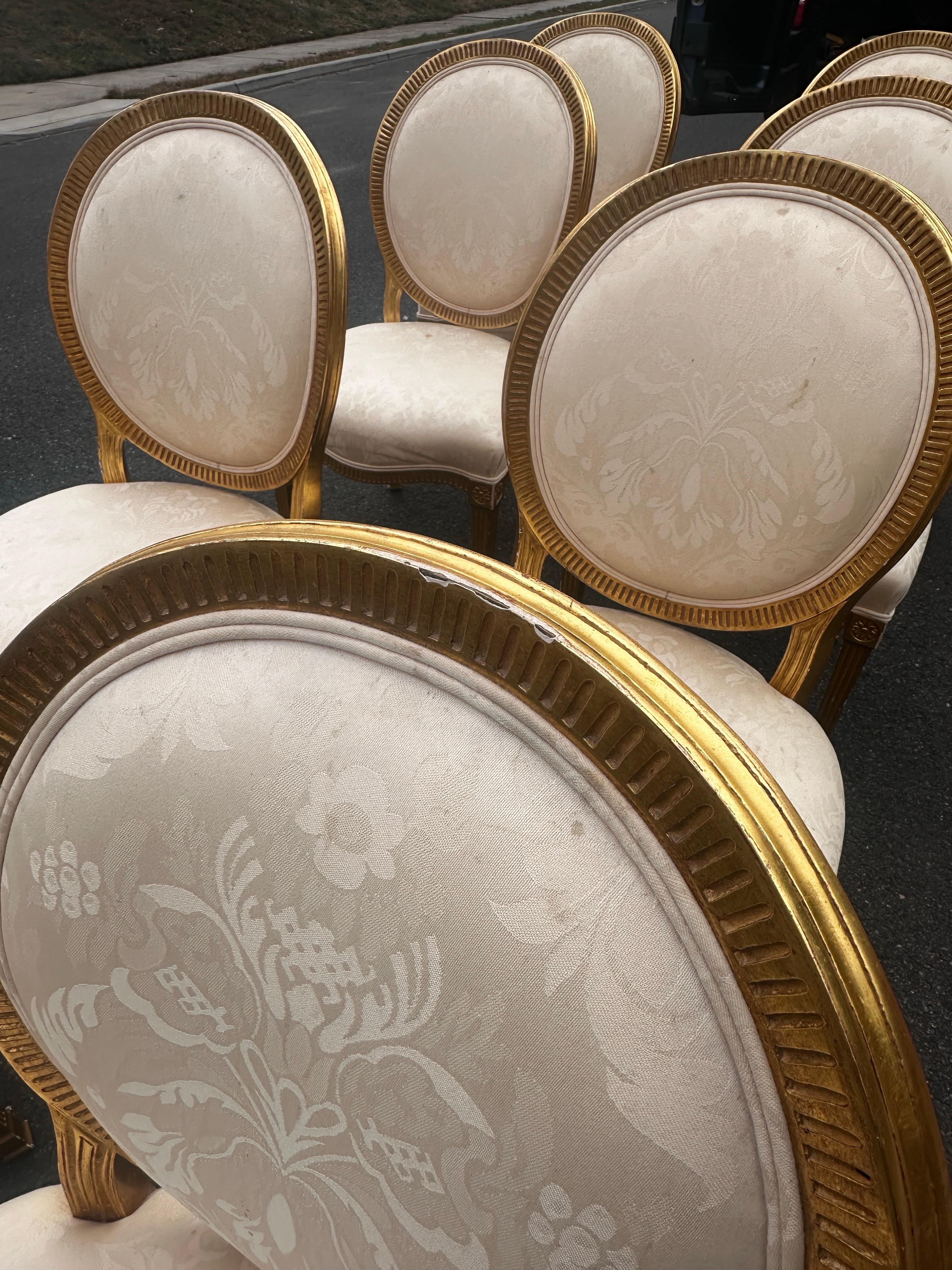 Hardwood Gilt Gold Provincial Sally Sirkin Lewis for J. Robert Scott dining chairs / 8