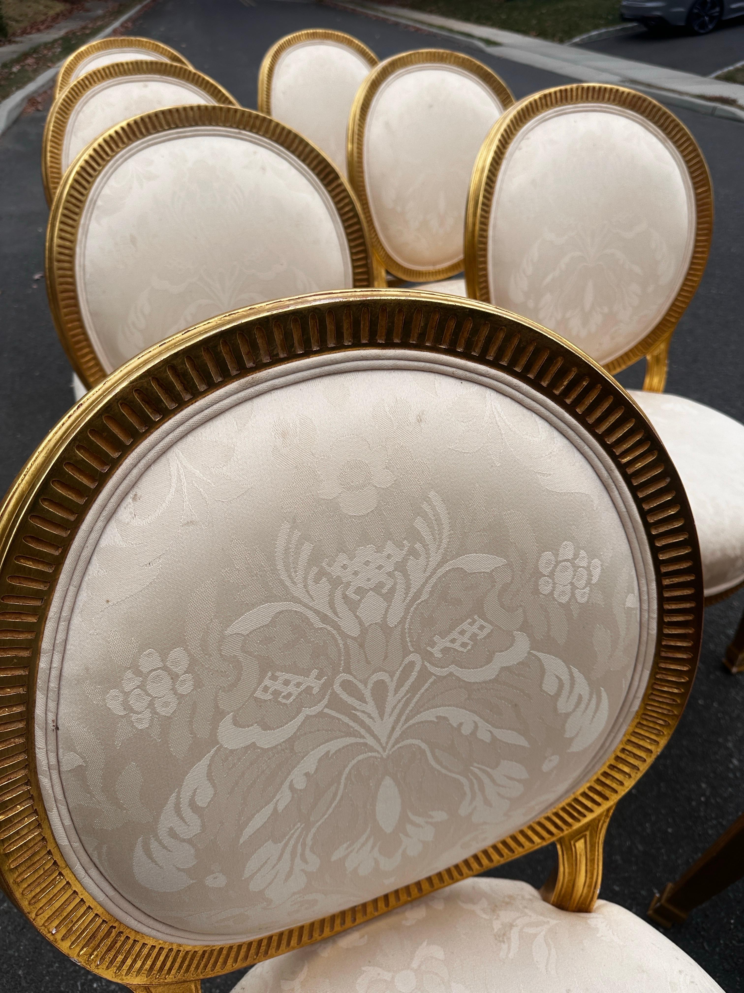Gilt Gold Provincial Sally Sirkin Lewis for J. Robert Scott dining chairs / 8 1