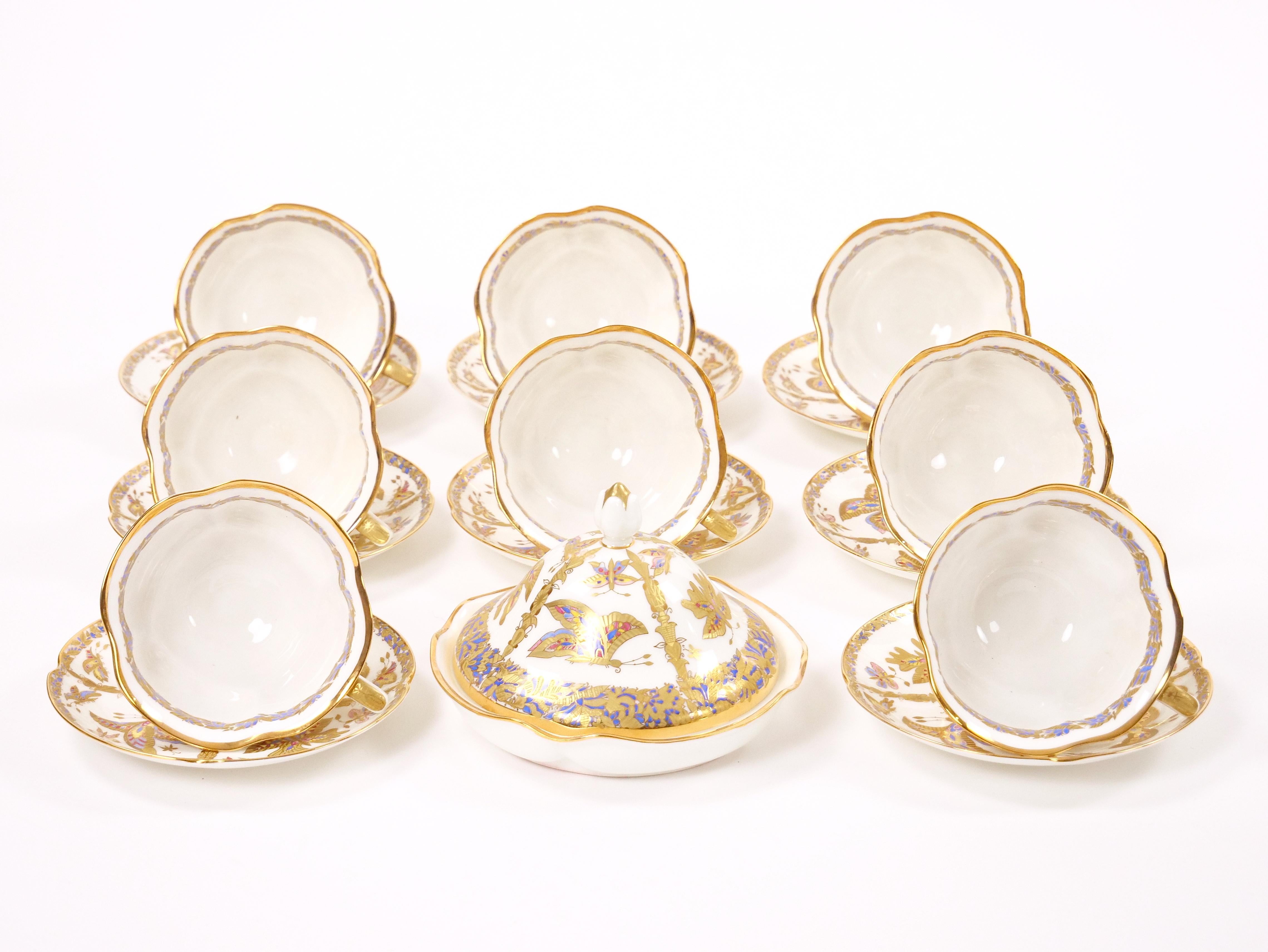 Servicio de café y té de porcelana rusa Lomonosov dorada / por A. Vorobievsky en venta 4
