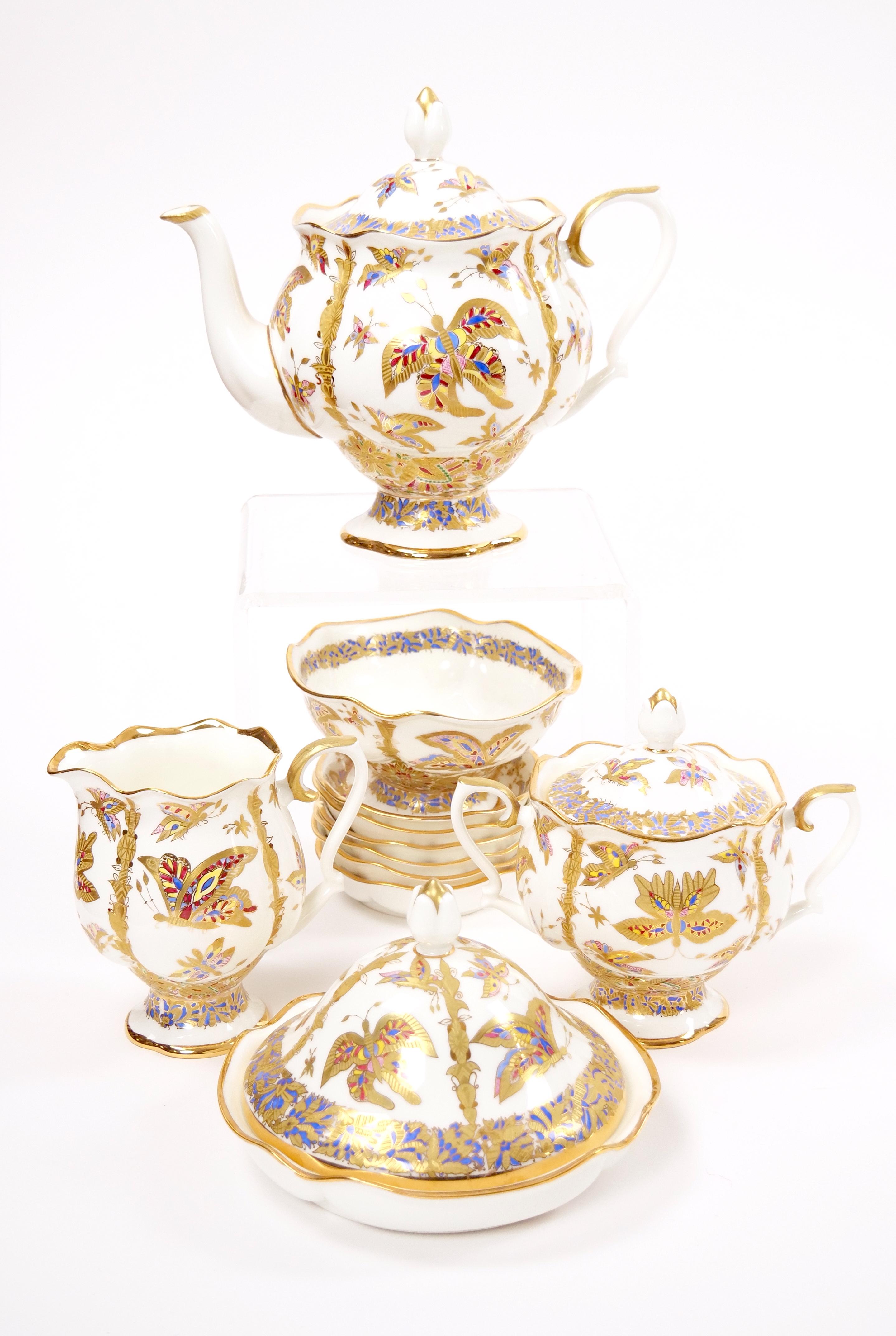 Servicio de café y té de porcelana rusa Lomonosov dorada / por A. Vorobievsky finales del siglo XX en venta