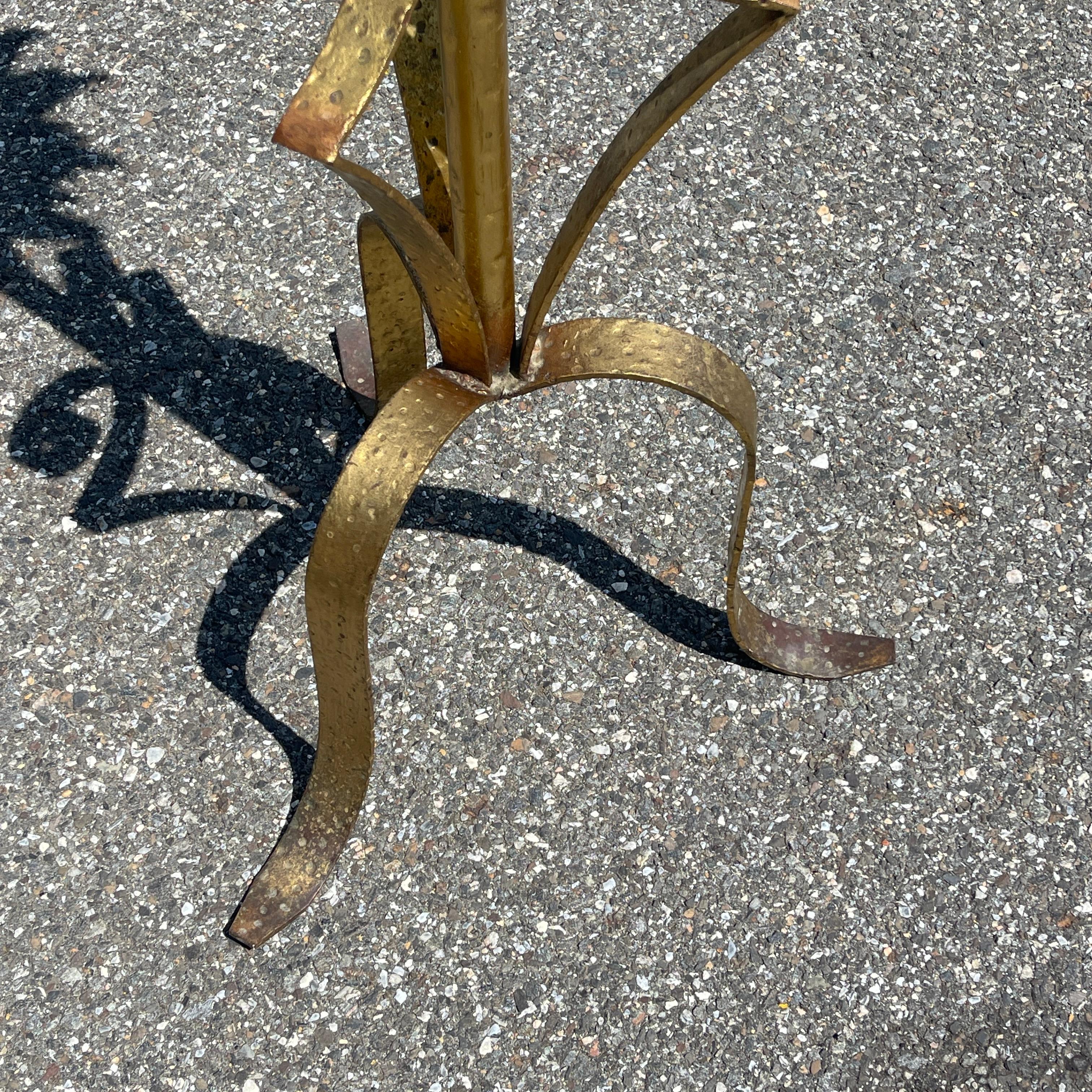 Gilt Gold Tole Leaf Torchiere Floor Planter Plant Stand, Spain Mid-Century 10