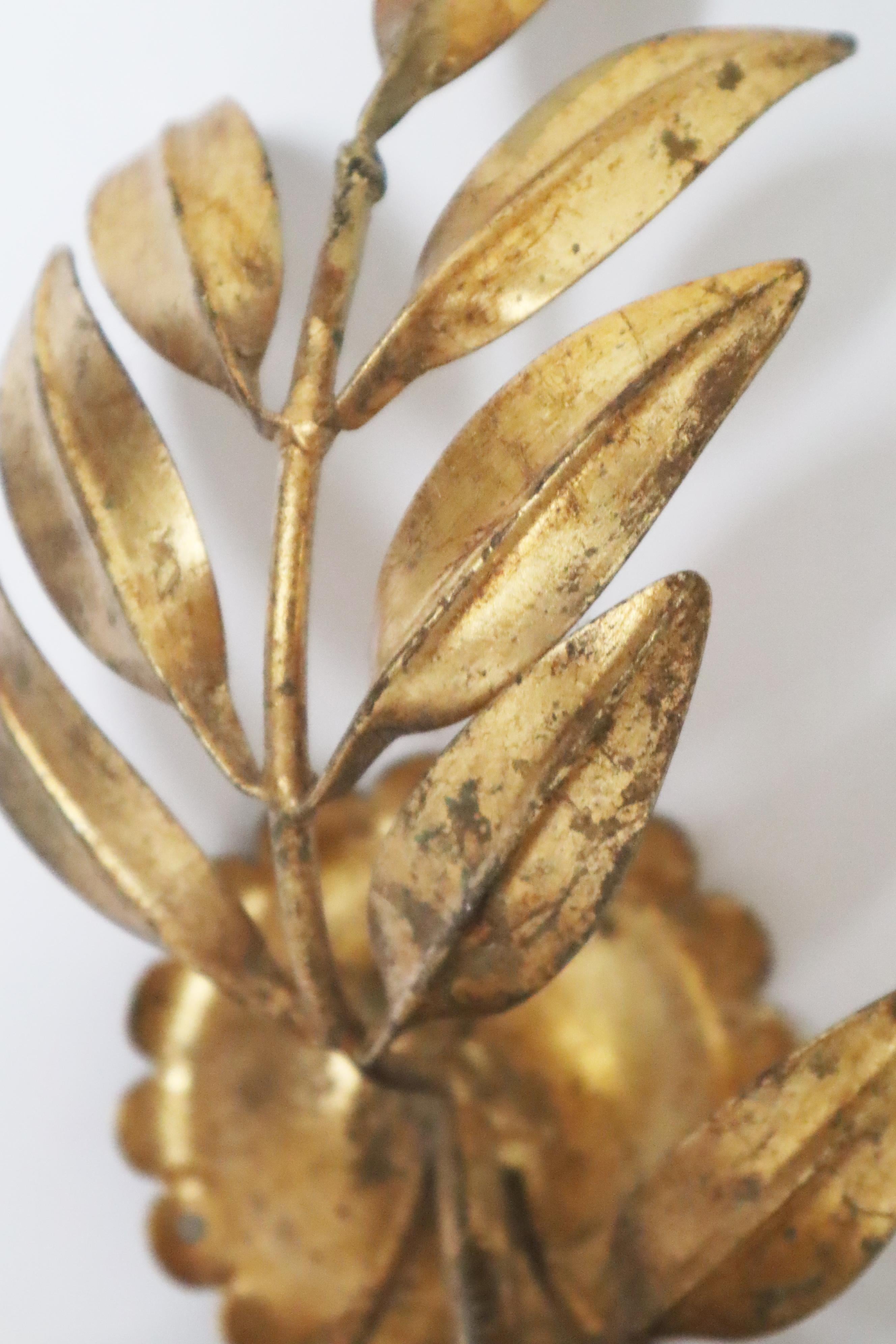 Gilt Golden Metal Flower Wall Lamp By Hans Kögl, Germany, 1970s For Sale 7