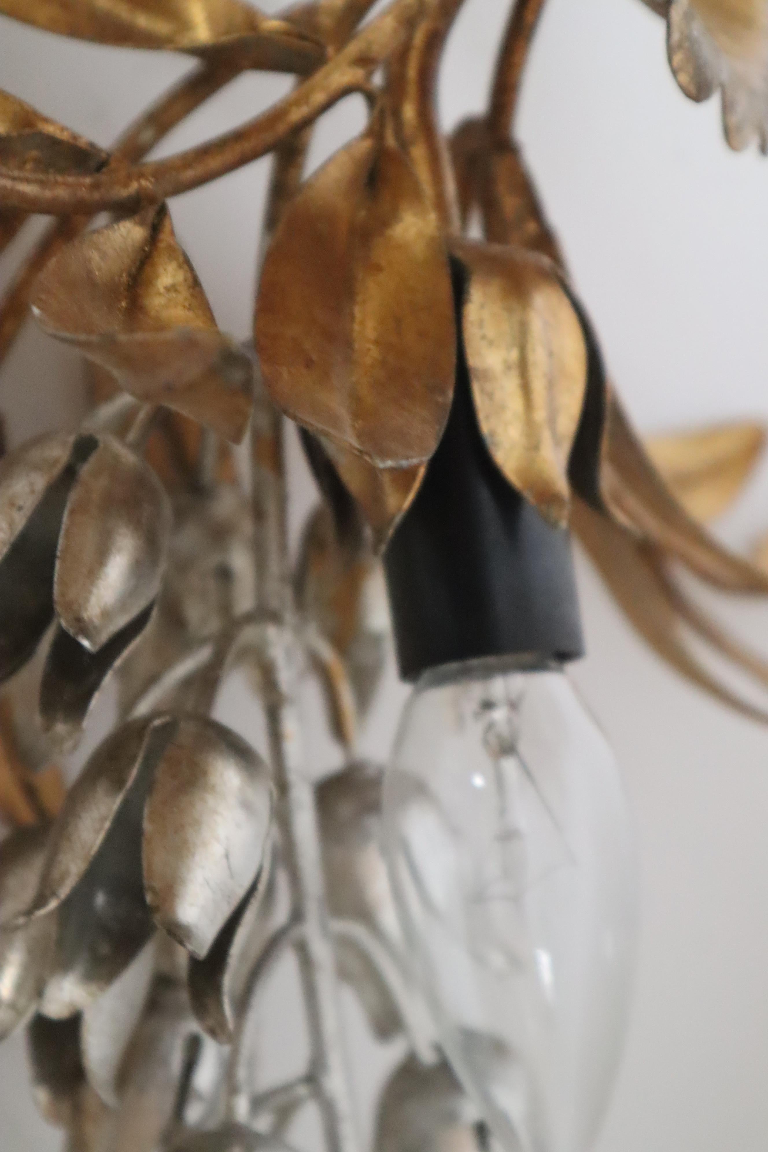 Gilt Golden Metal Flower Wall Lamp By Hans Kögl, Germany, 1970s For Sale 10