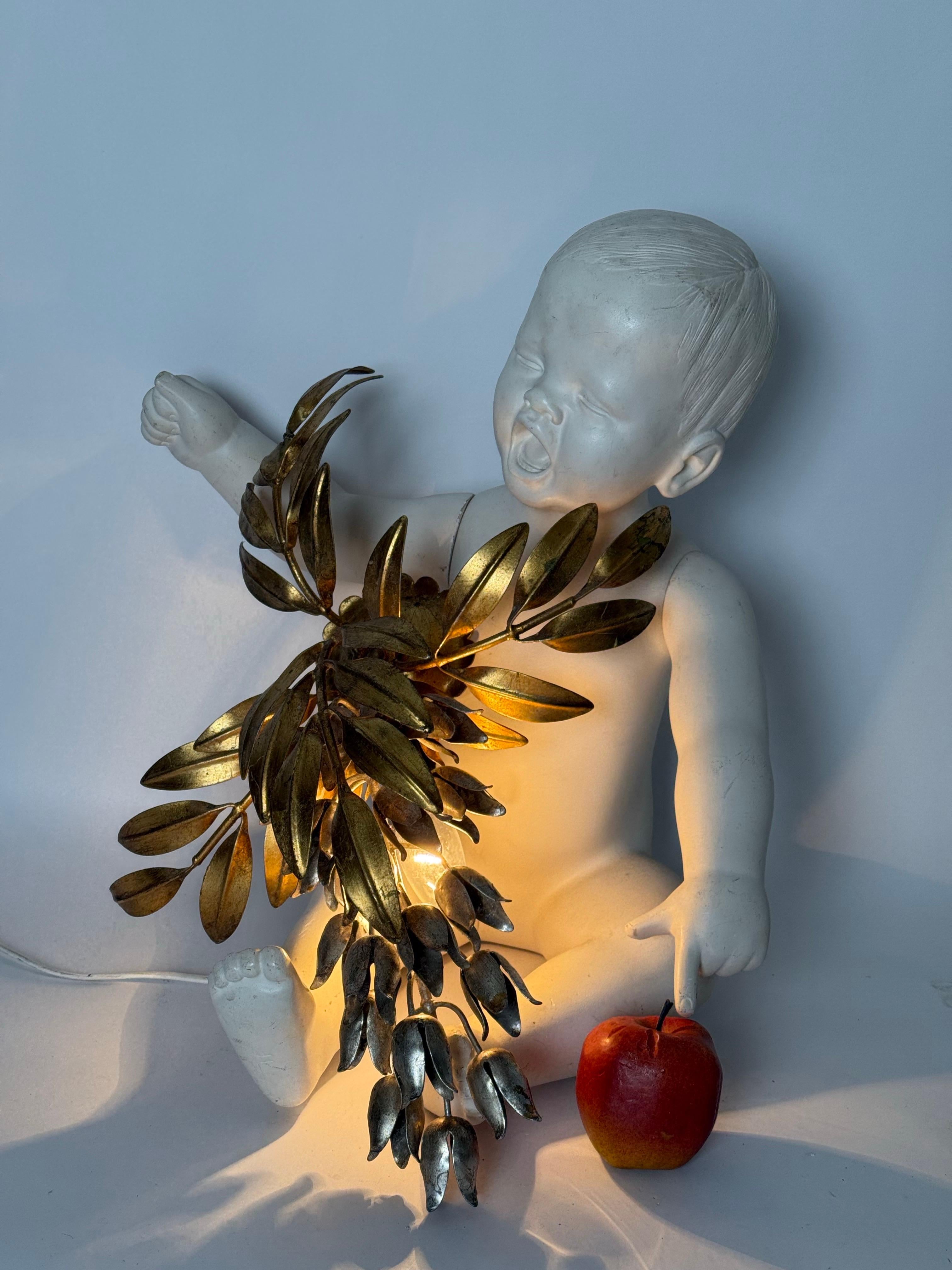 Gilt Golden Metal Flower Wall Lamp By Hans Kögl, Germany, 1970s In Good Condition For Sale In Hannover, DE