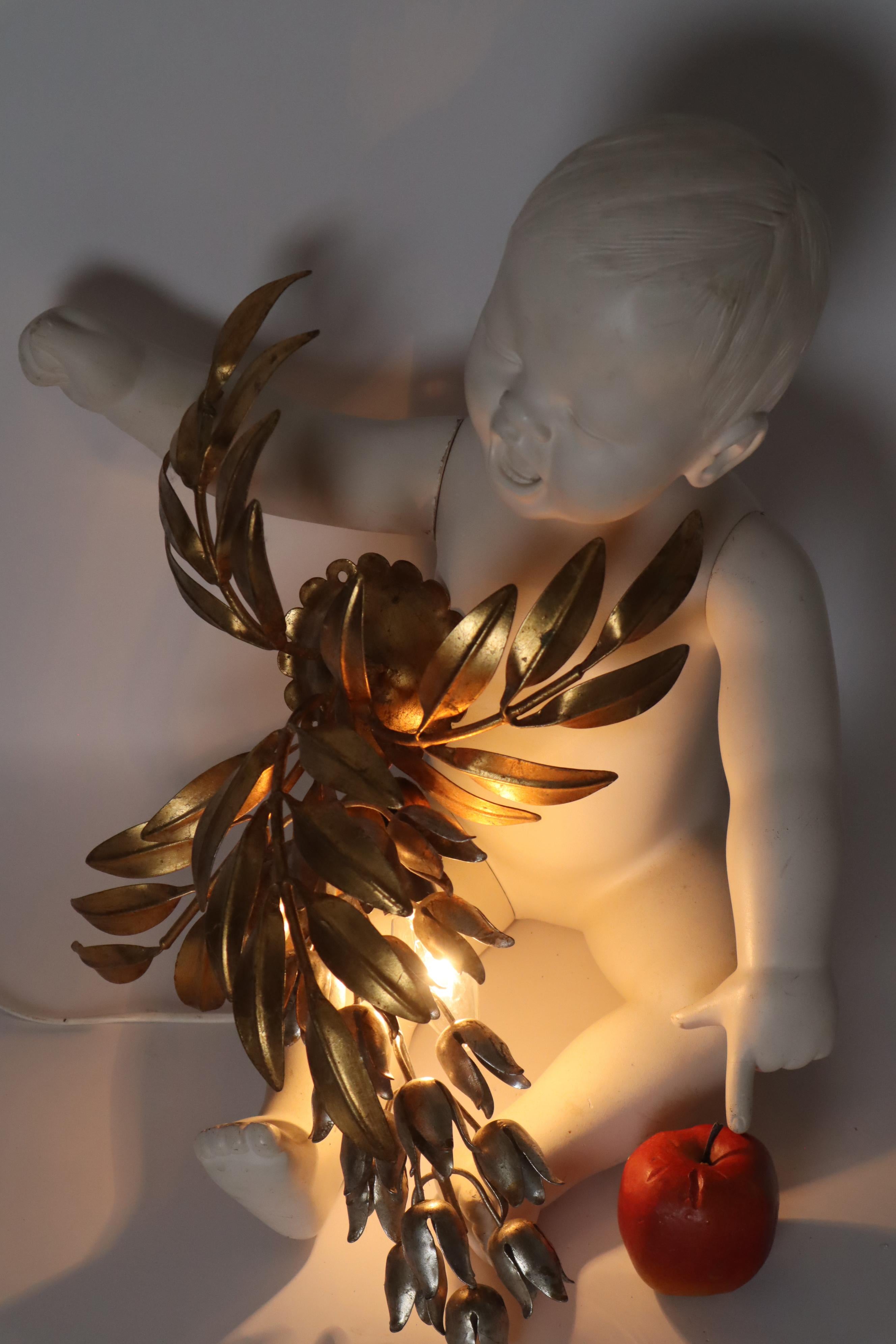 Gilt Golden Metal Flower Wall Lamp By Hans Kögl, Germany, 1970s For Sale 2