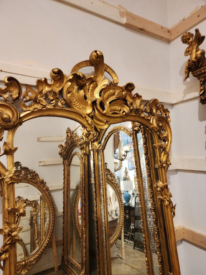 French Mid 19th Century Wall Mirror Gilt Gold