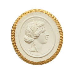 Sceau de Tassie en plâtre doré du Grand Tour avec buste de Proserpina:: 19ème siècle