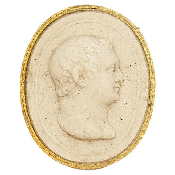 Gilt Grand Tour Plaster Intaglio with Bust of a Man, 19th Century For Sale