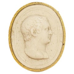 Gilt Grand Tour Plaster Intaglio with Bust of a Man, 19th Century