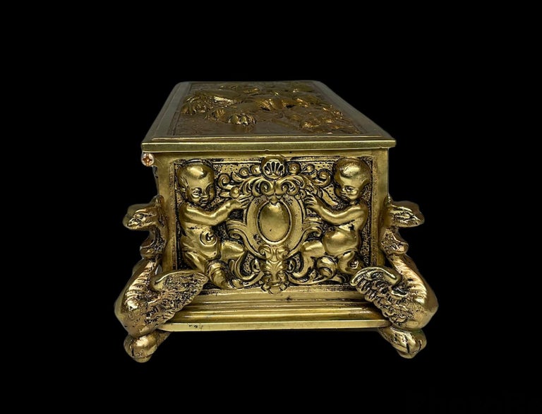 Tempel Mutton Reception Gilt Heavy Bronze Repousse Rectangular Jewelry/Decorative Box For Sale at  1stDibs | rectangular jewelry box