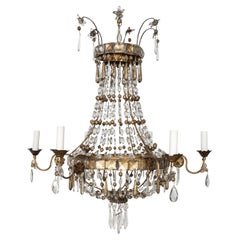 Gilt-Iron and Crystal Italian Chandelier