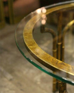 Gilt Iron and Glass Faux Bamboo Coffee Table