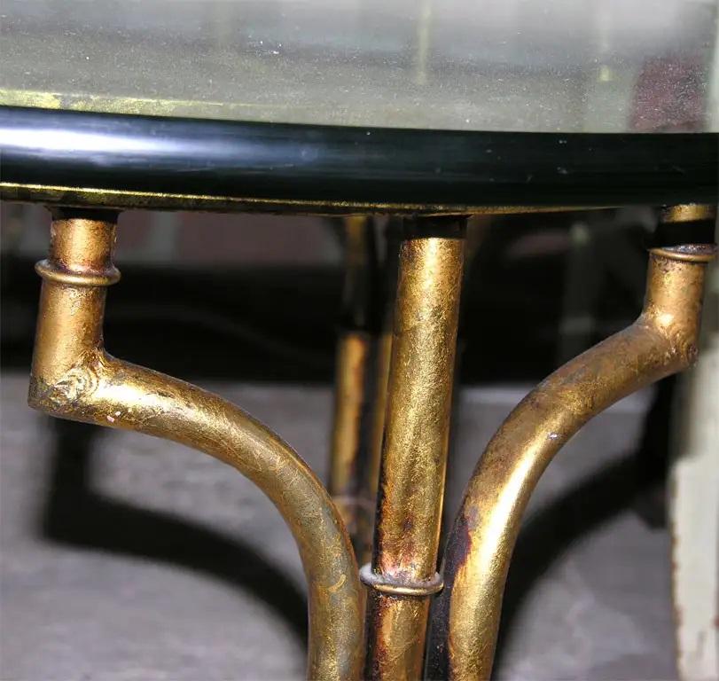 Mid-20th Century Gilt Iron and Glass Faux Bamboo Coffee Table For Sale