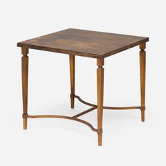 Gilt Iron and Lacquered Goat Skin Side Table by Maison Ramsay