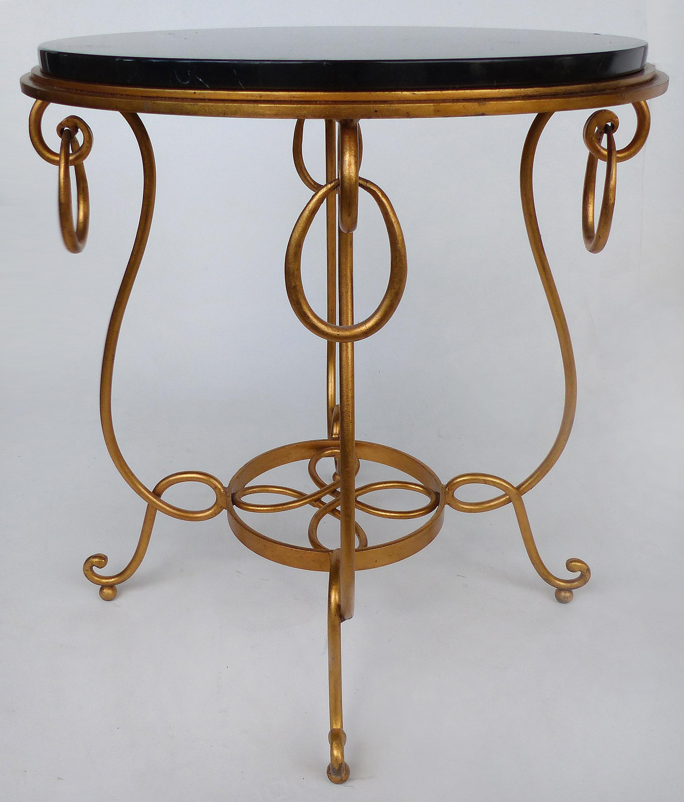 Gilt Iron and Marble Occasional Table In Good Condition In Miami, FL