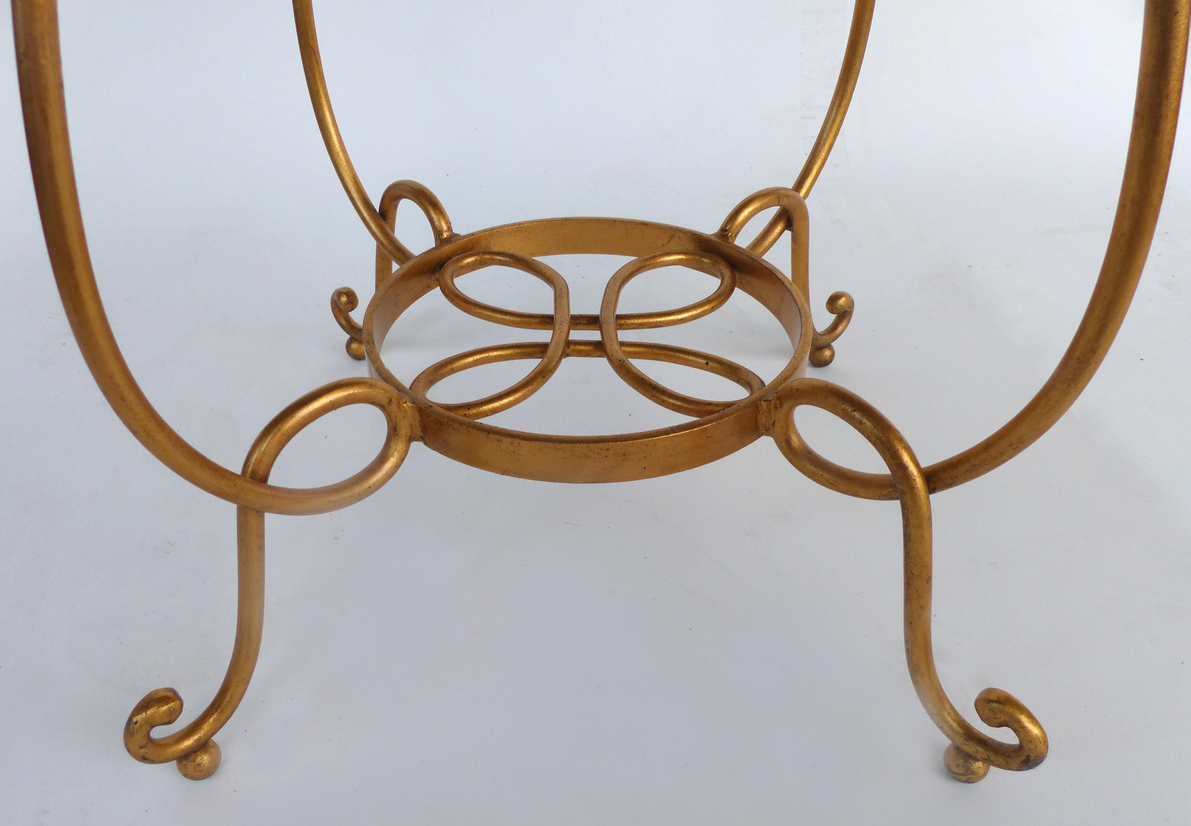 Wrought Iron Gilt Iron and Marble Occasional Table