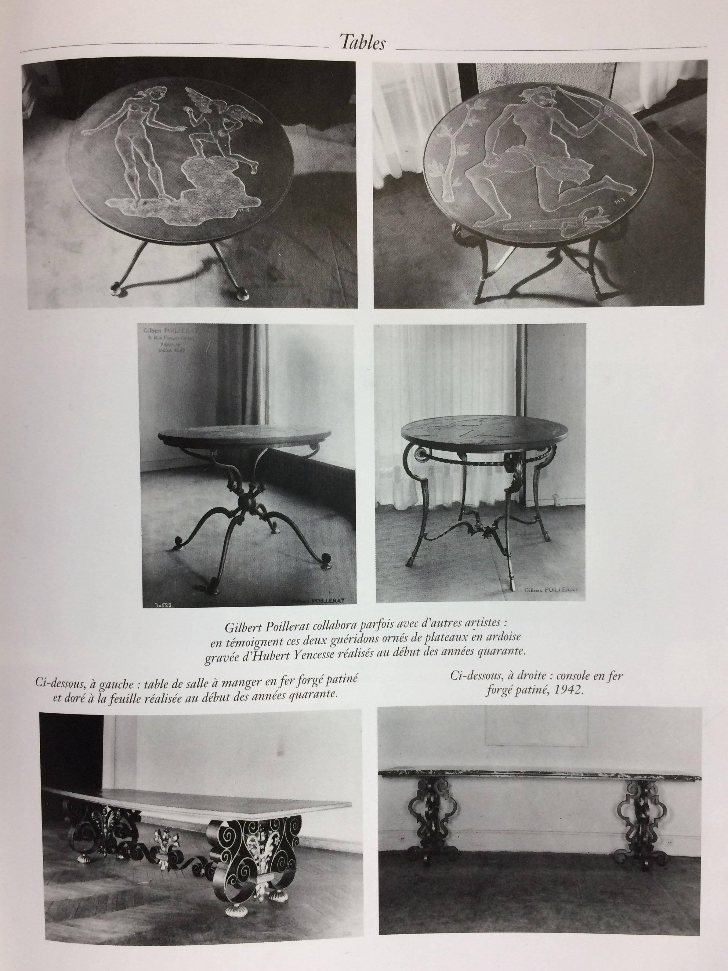 Gilt Iron and Stone Table attributed to Gilbert Poillerat 1940s 6
