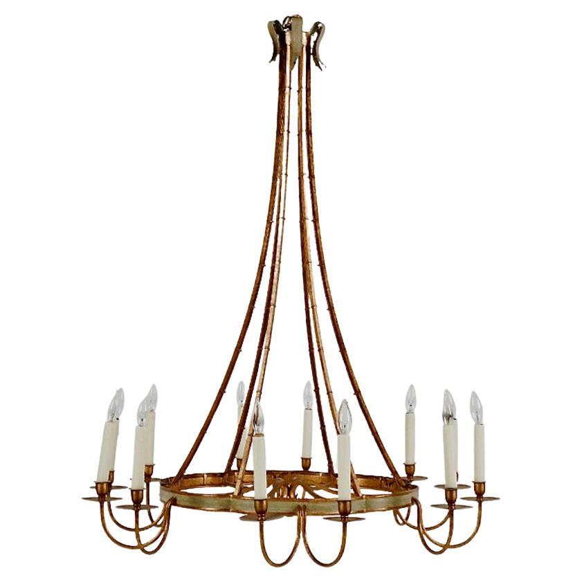 Gilt Iron and Tole Chandelier